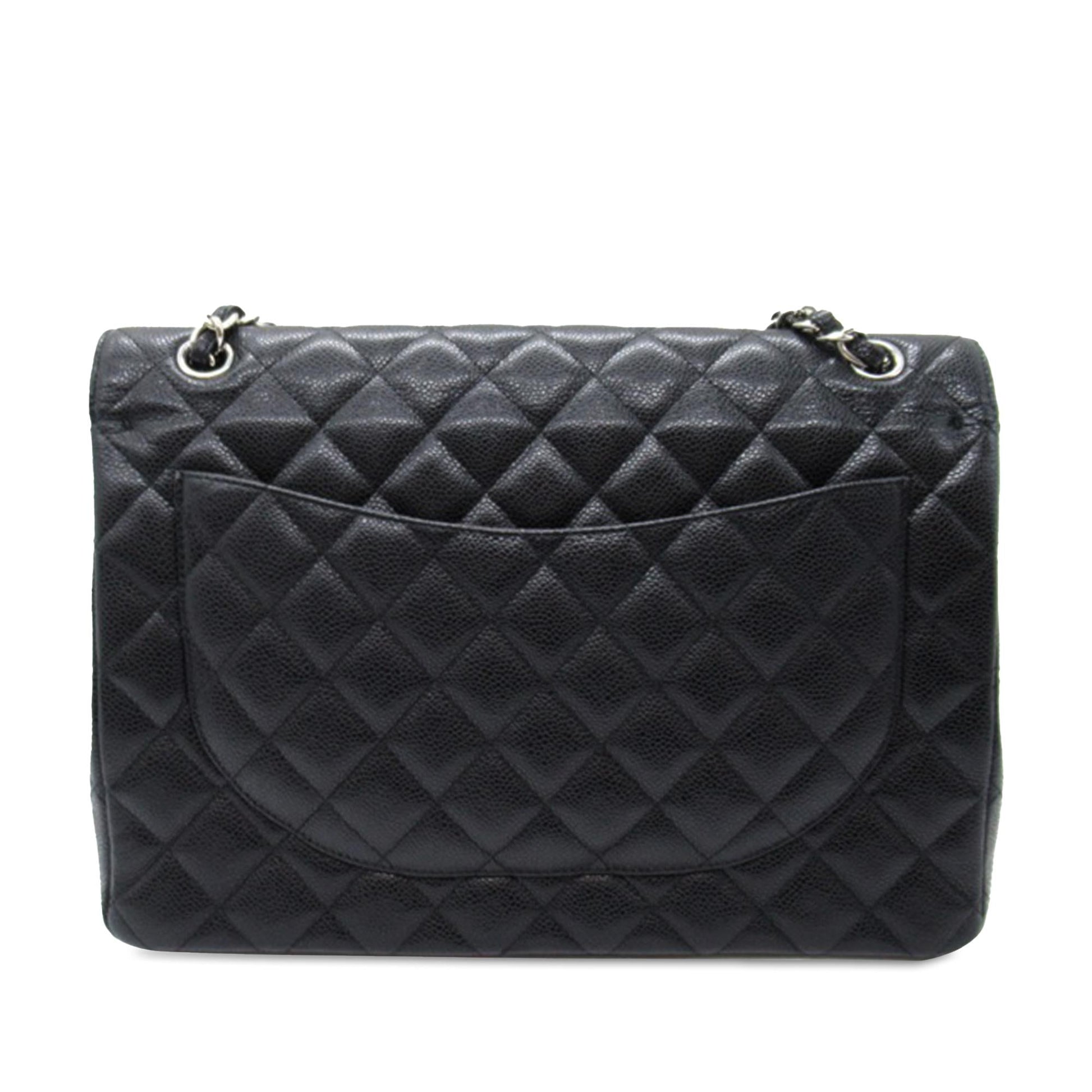 Chanel Maxi Classic Caviar Double Flap Handbag Flap 4
