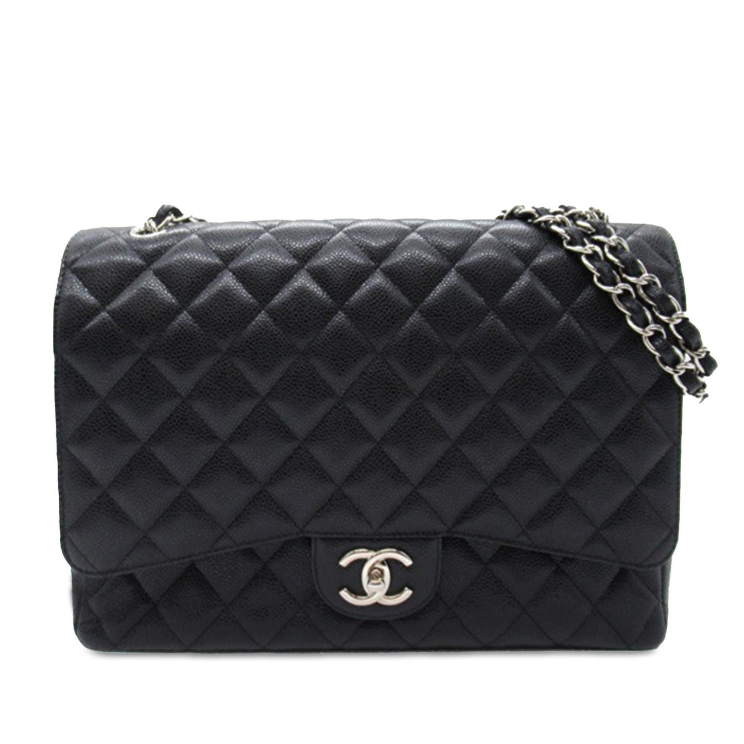 Chanel Maxi Classic Caviar Double Flap Handbag Flap 4