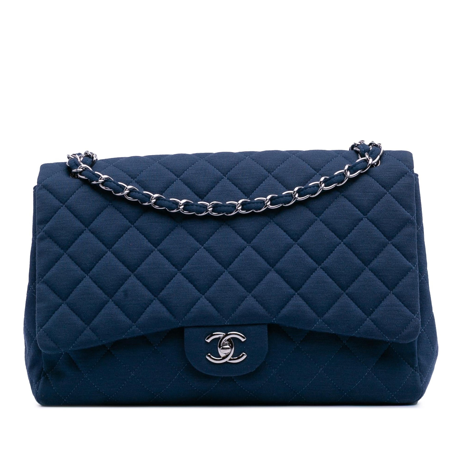 Chanel Maxi Classic Jersey Single Flap Handbag Flap 1
