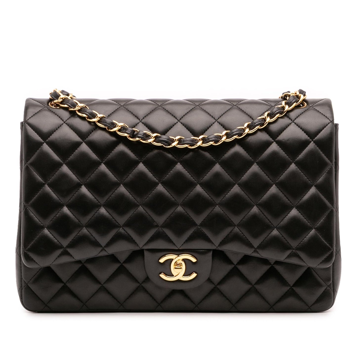 Chanel Maxi Classic Lambskin Double Flap Handbag Flap 2
