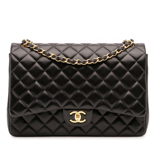 Chanel Maxi Classic Lambskin Double Flap Handbag Flap 2