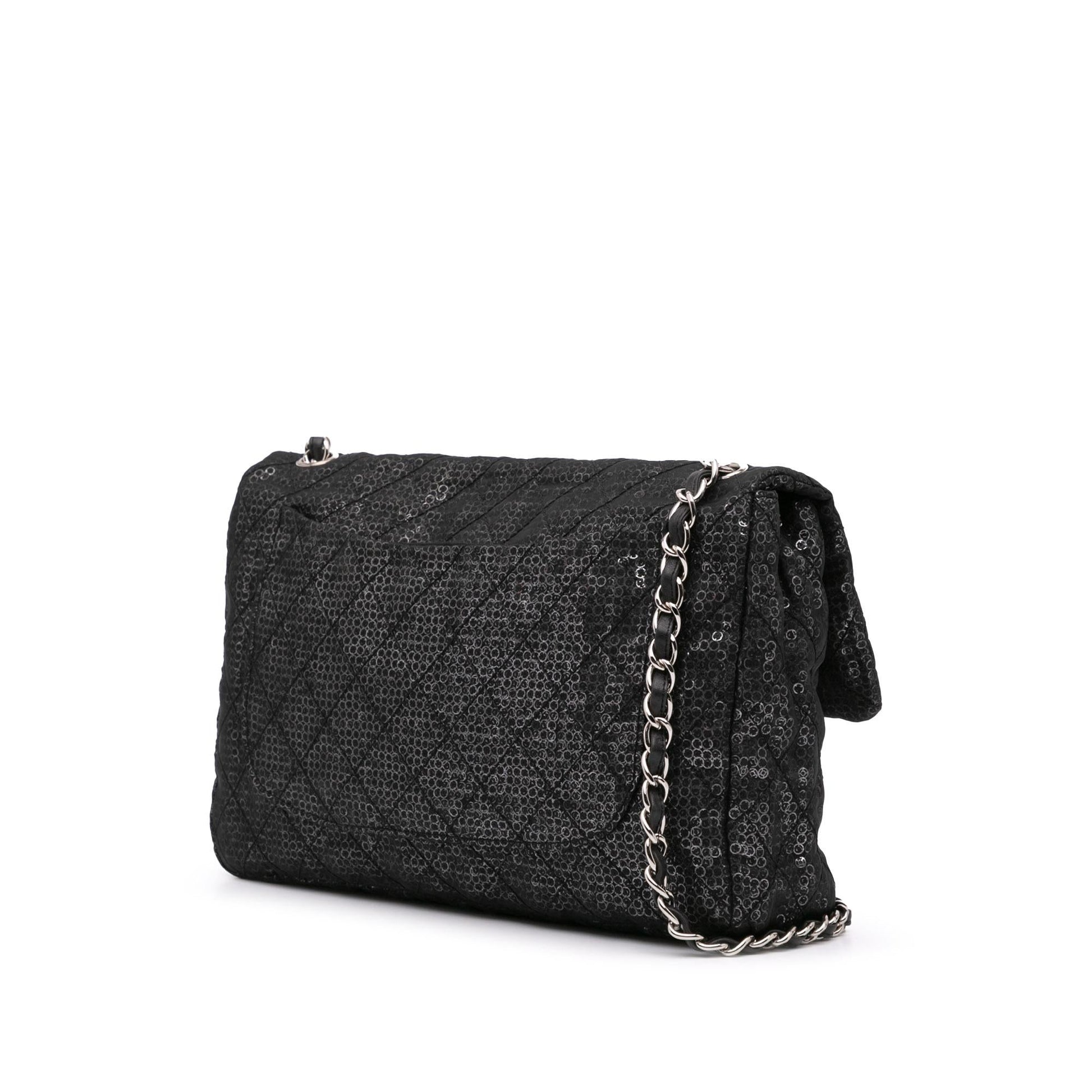 Chanel Maxi Hidden Sequins Mesh Flap Handbag