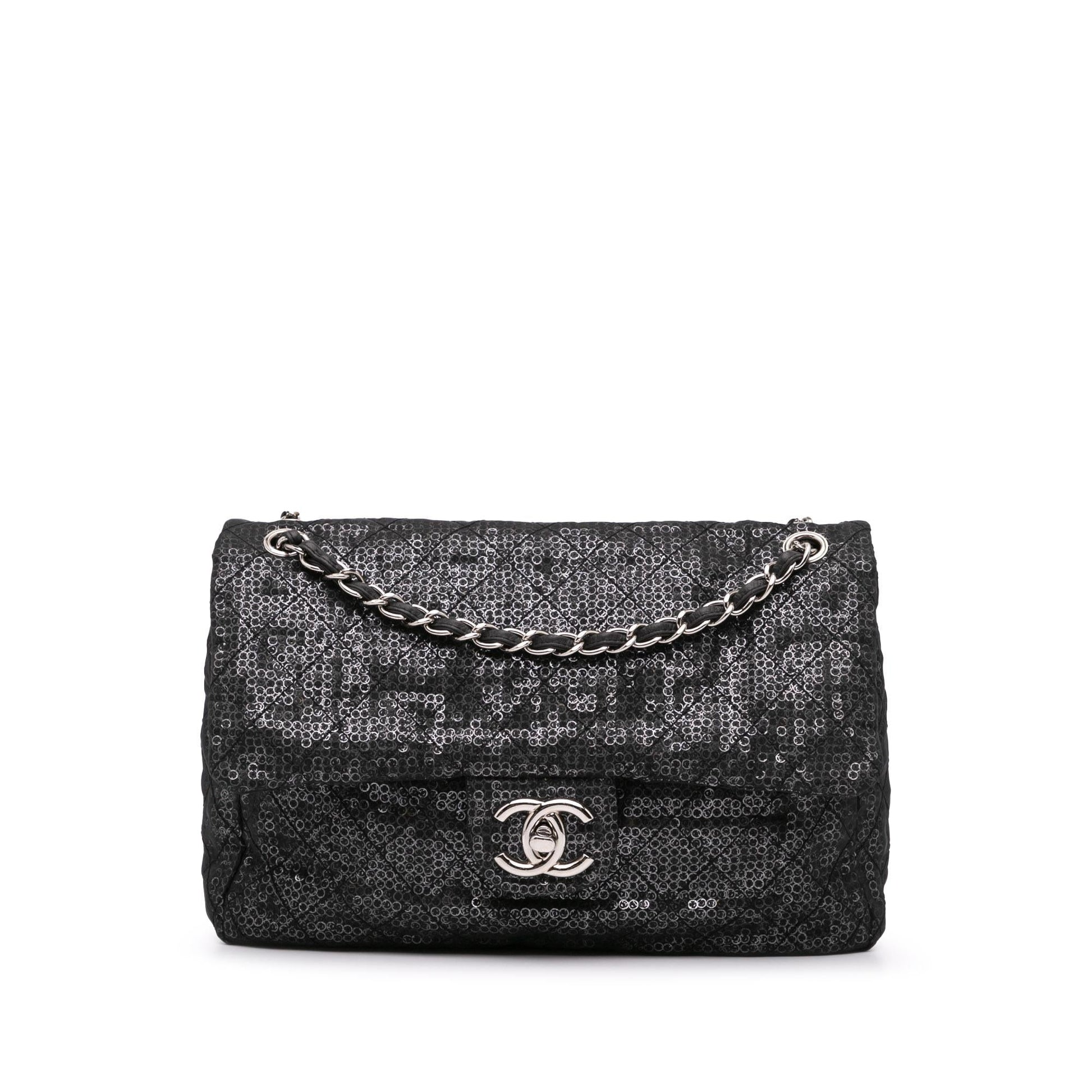 Chanel Maxi Hidden Sequins Mesh Flap Handbag Flap 1