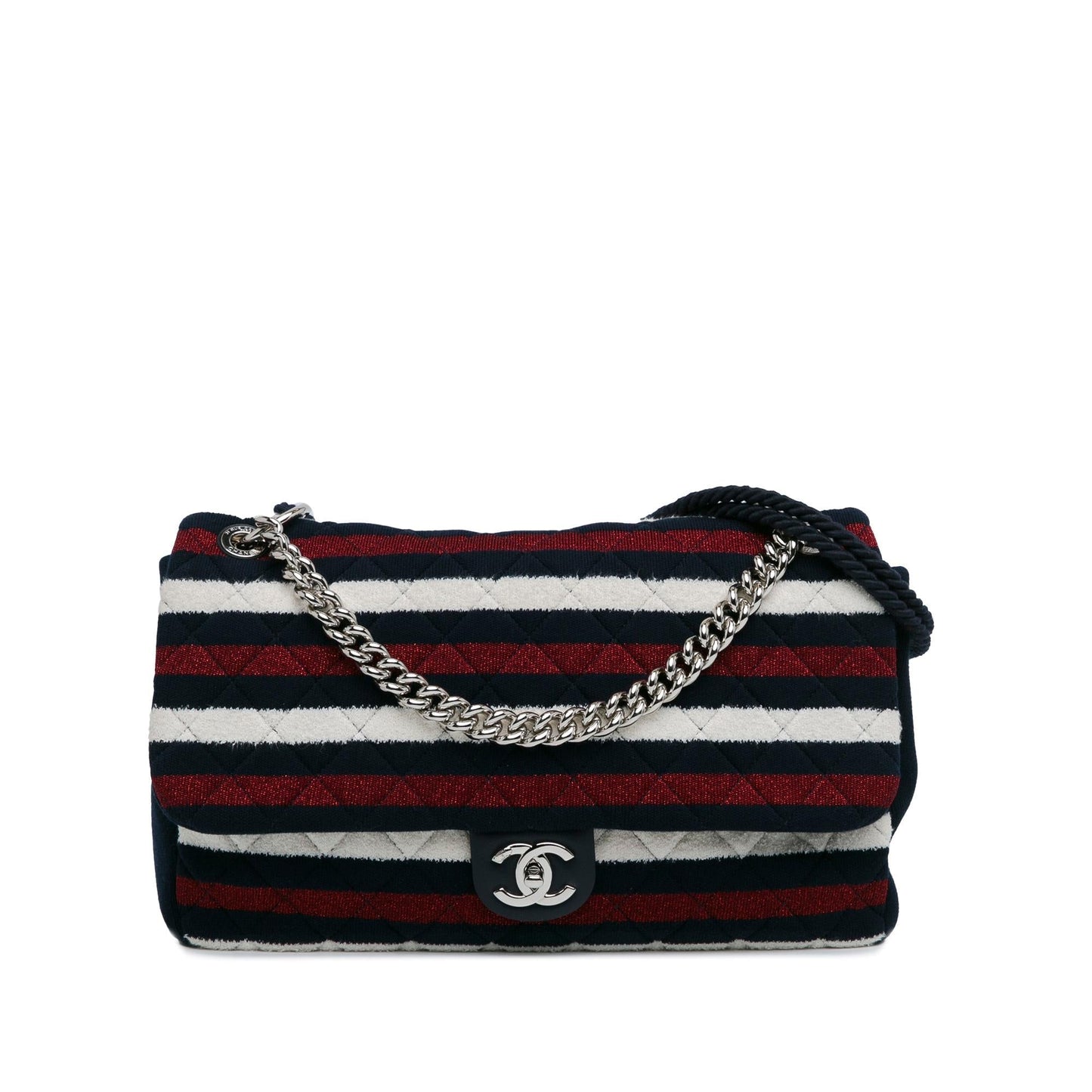 Chanel Maxi Stripe Jersey Rope Flap SHG-qrO2iH Multicolor Handbag