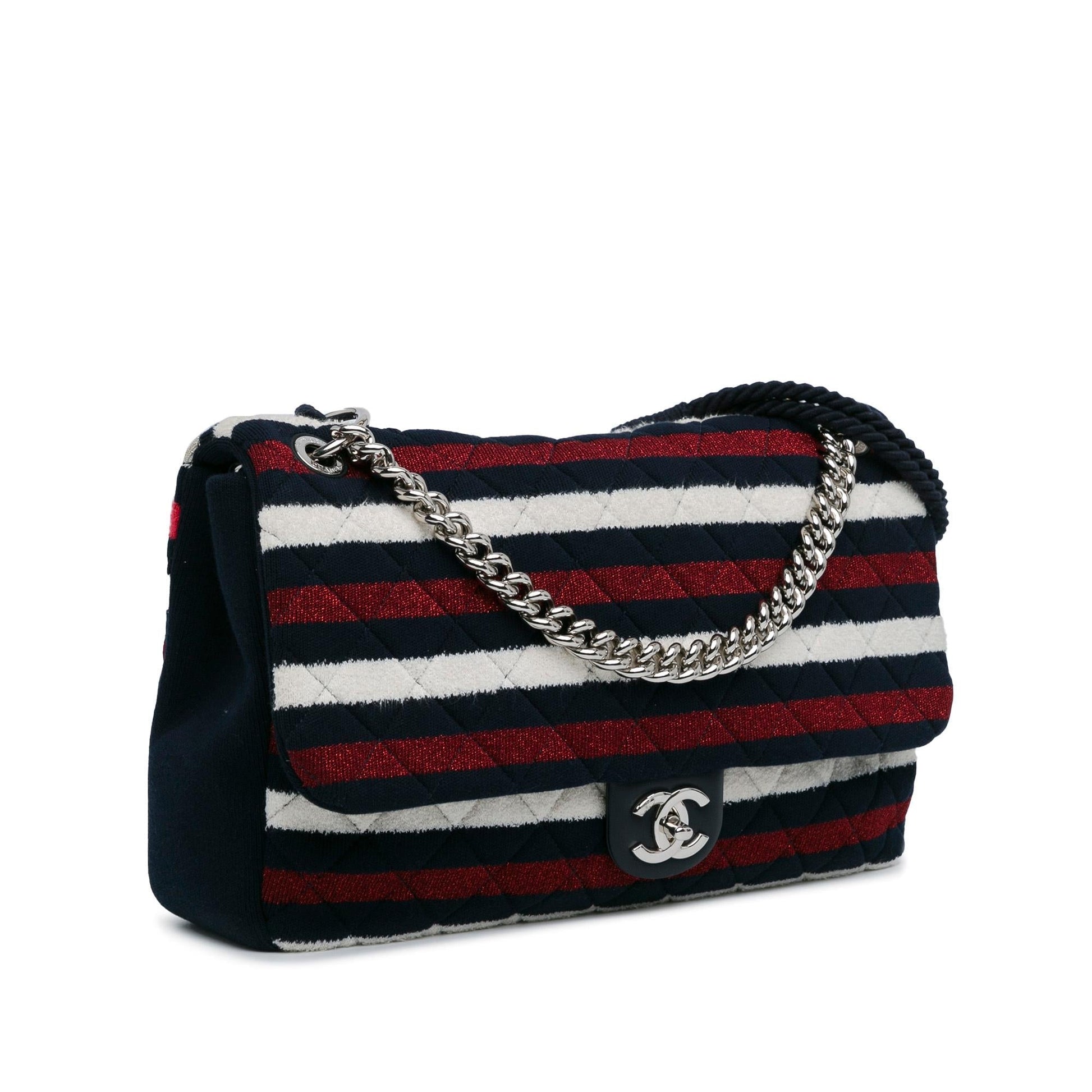Chanel Maxi Stripe Jersey Rope Flap SHG-qrO2iH Multicolor Handbag
