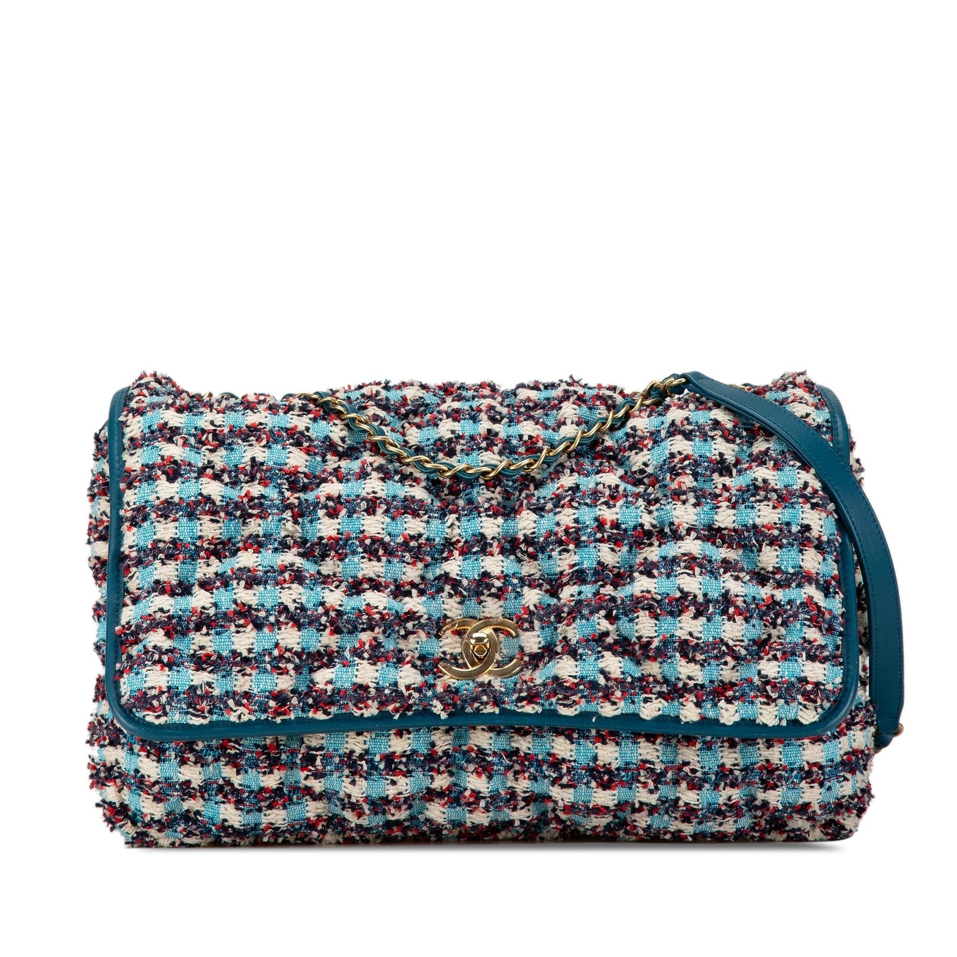 Chanel Maxi Tweed Chesterfield Single Flap Handbag