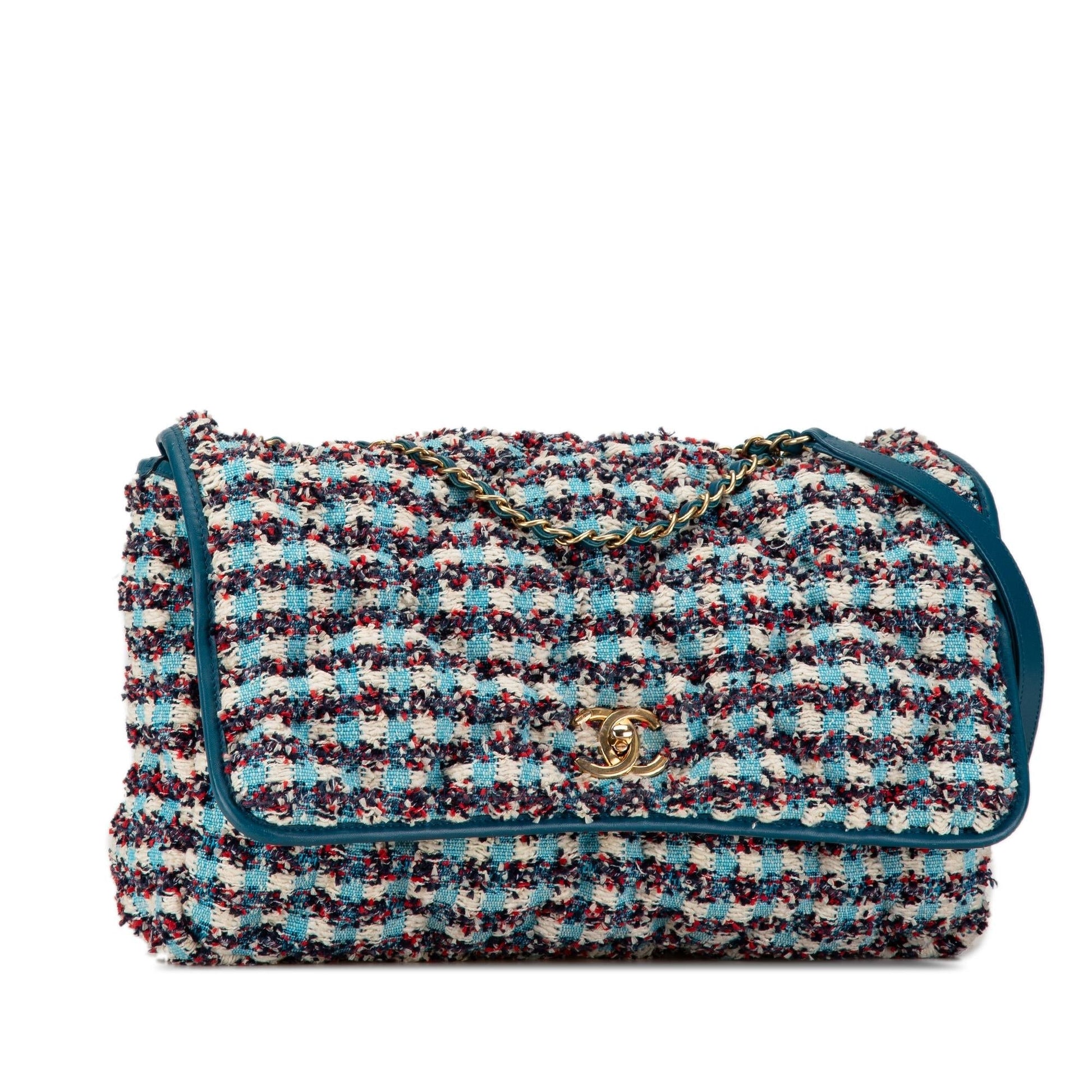 Chanel Maxi Tweed Chesterfield Single Flap Handbag Single Flap