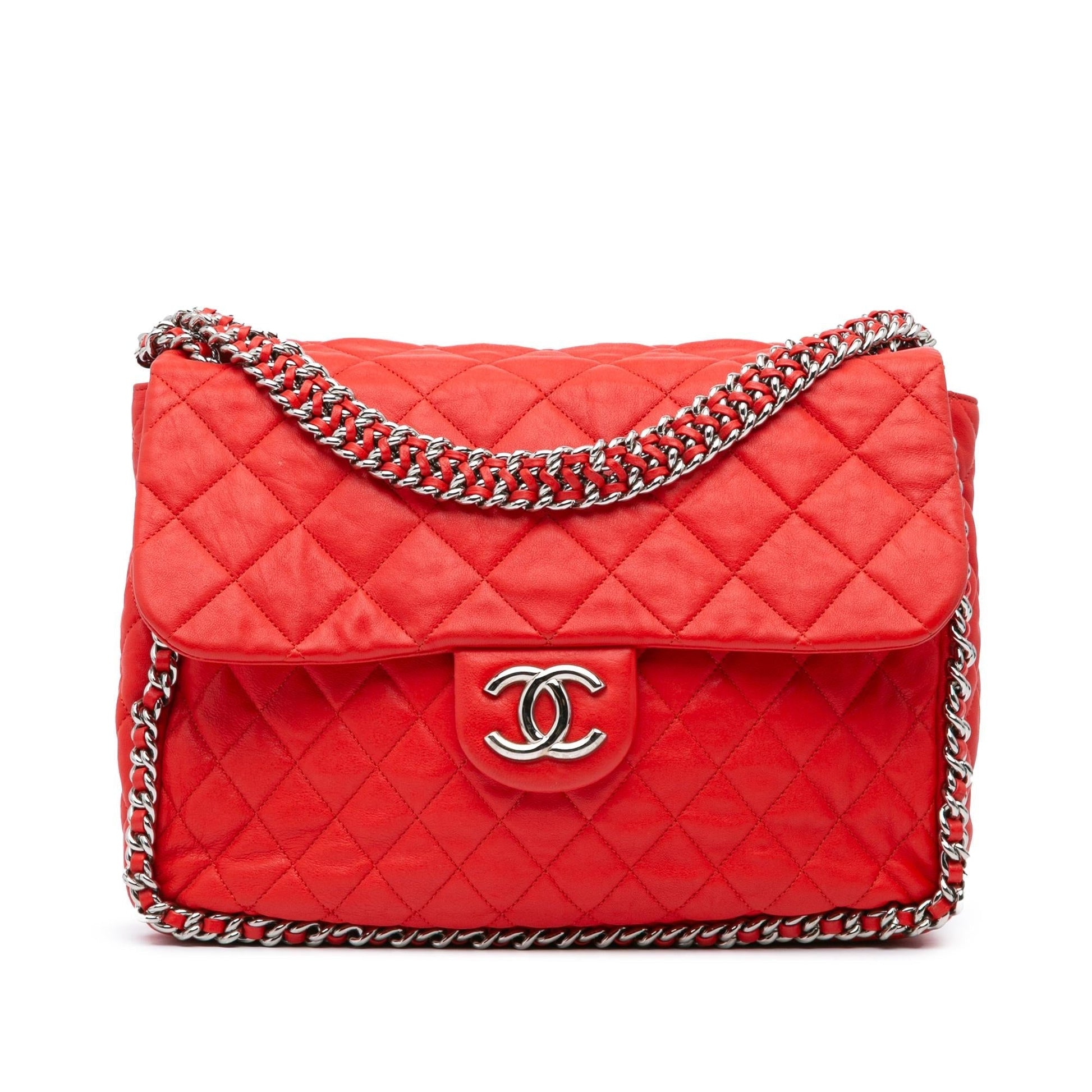 Chanel Maxi Washed Lambskin Around Flap Handbag
