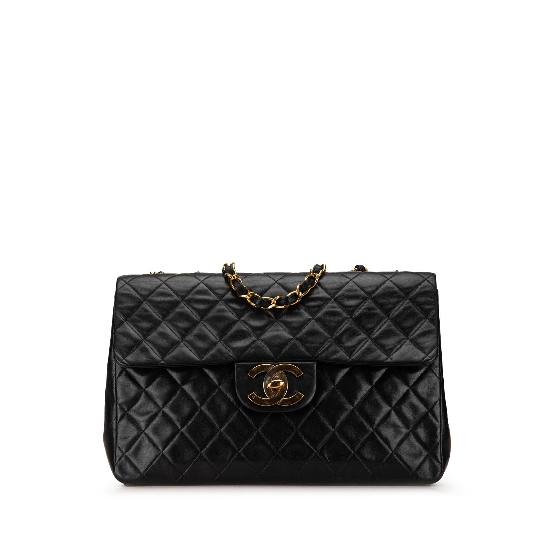 Chanel Maxi XL Classic Lambskin Single Flap Handbag Flap 3