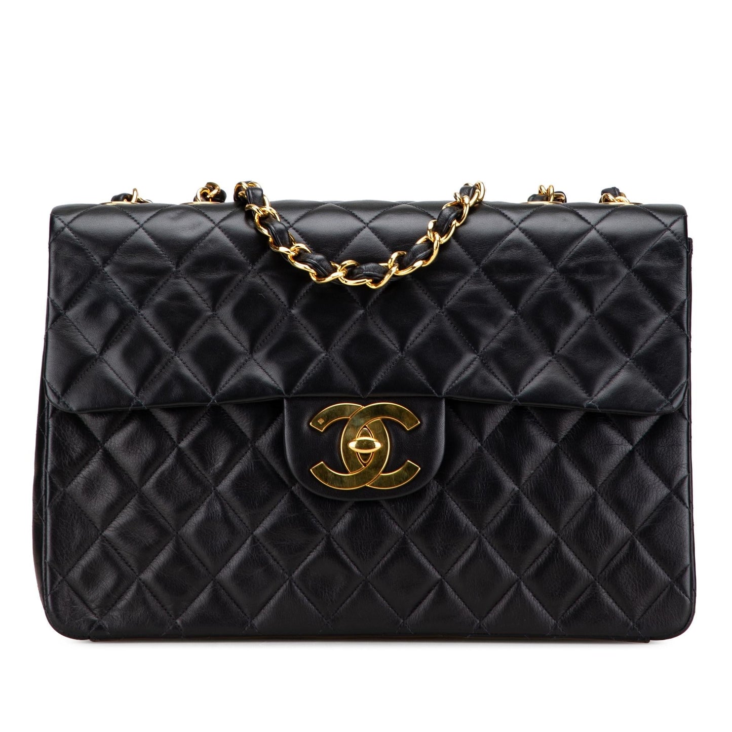 Chanel Maxi XL Classic Lambskin Single Flap Handbag Flap 4