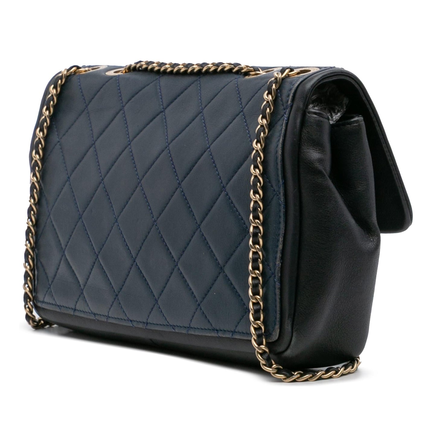 Chanel Bicolor Calfskin Graphic Flap Handbag