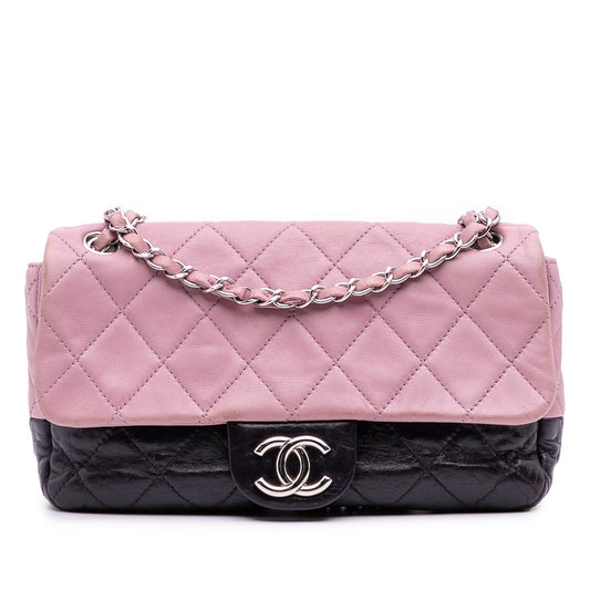 Chanel Bicolor Lambskin Calfskin CC Flap Handbag