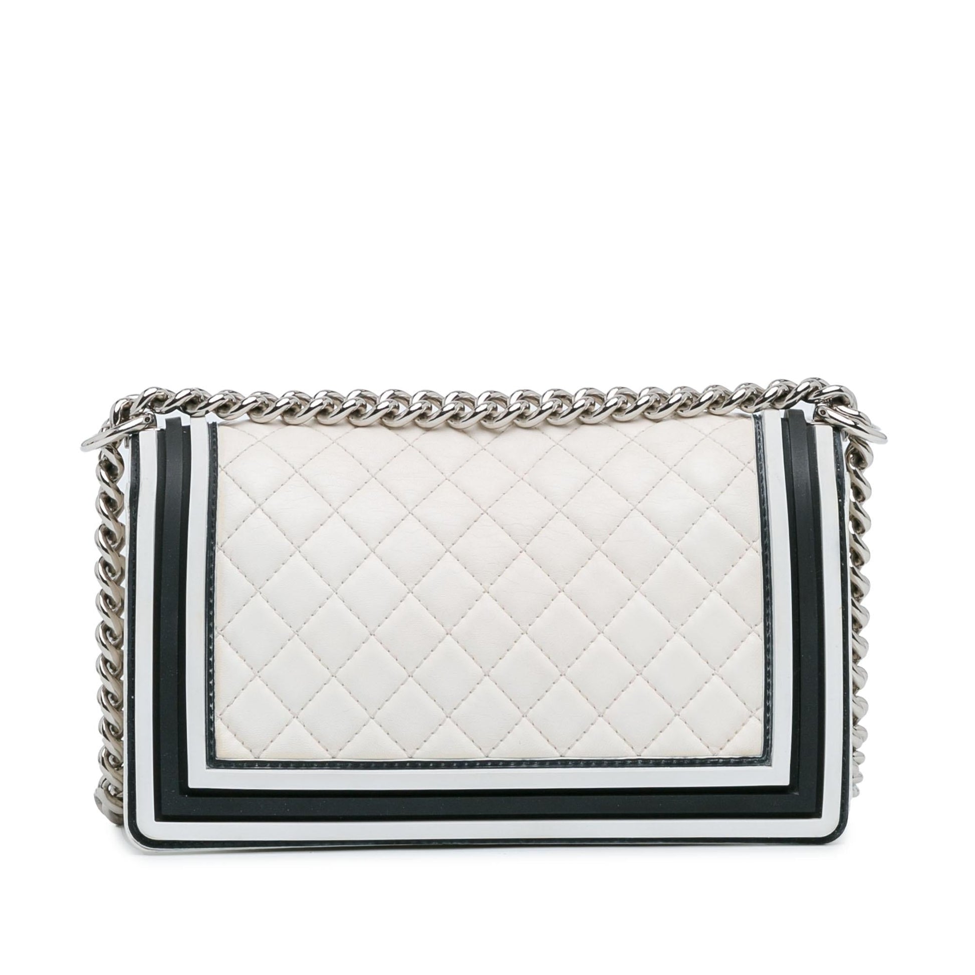 Chanel Bicolor Lambskin Rubber Boy Flap Handbag Boy Flap