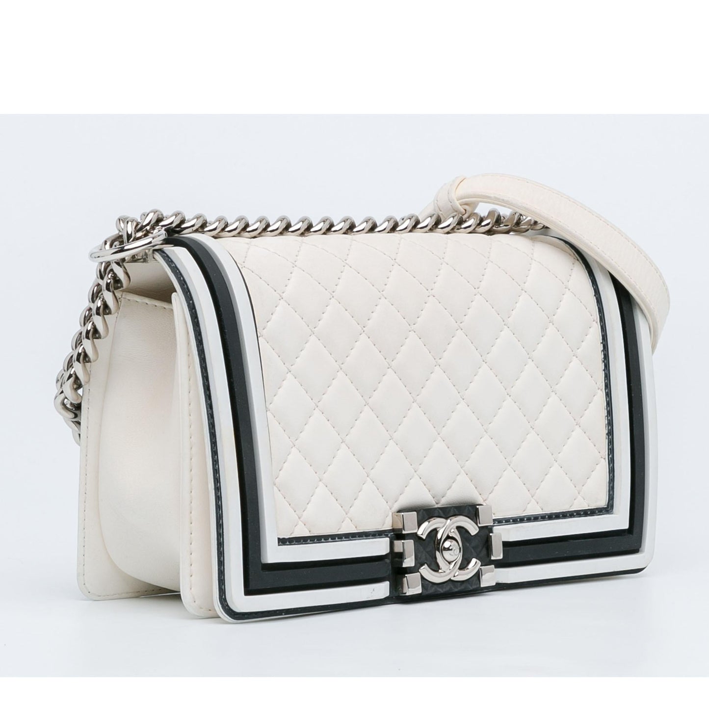 Chanel Bicolor Lambskin Rubber Boy Flap Handbag Boy Flap