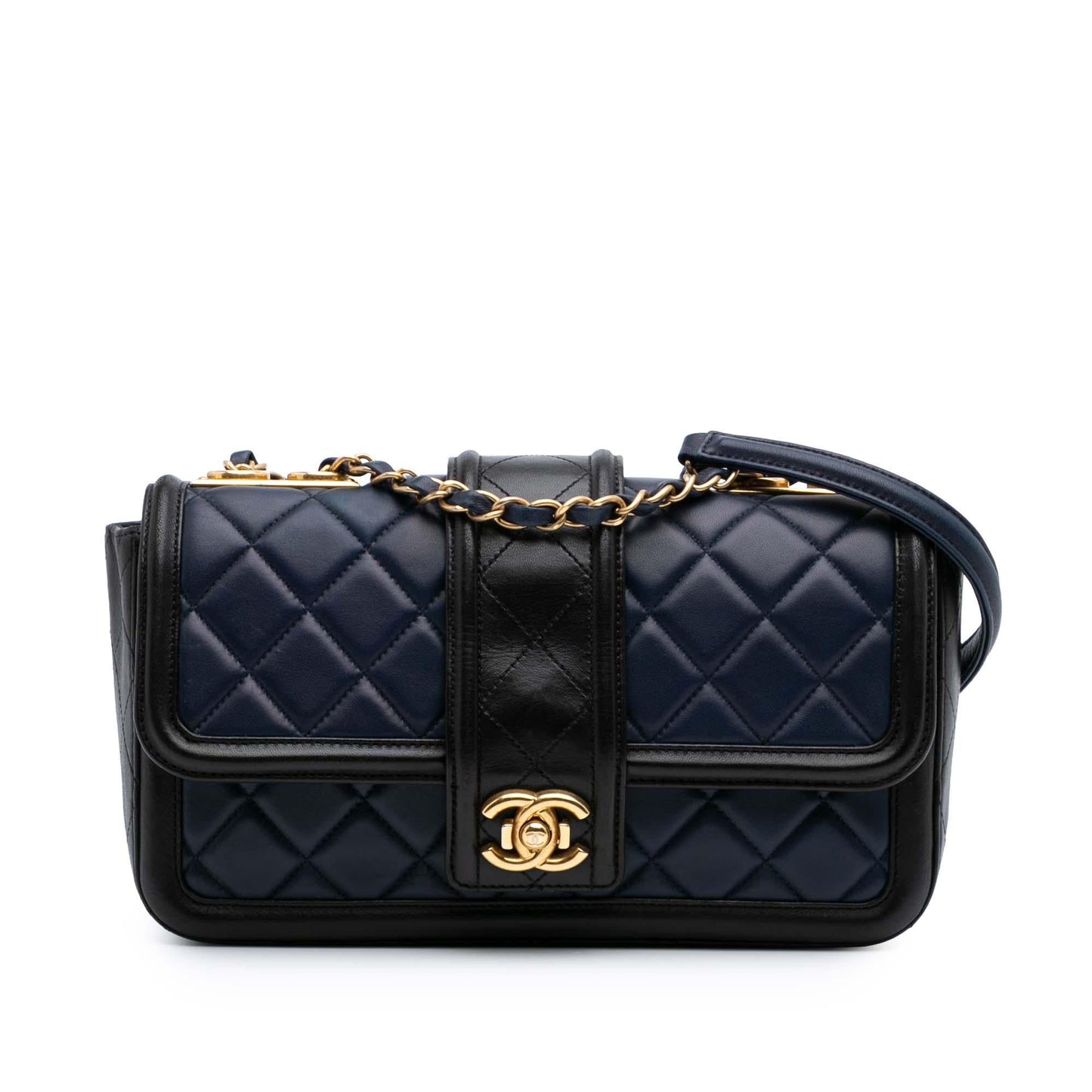Chanel Bicolor Quilted Lambskin Elegant CC Flap Handbag