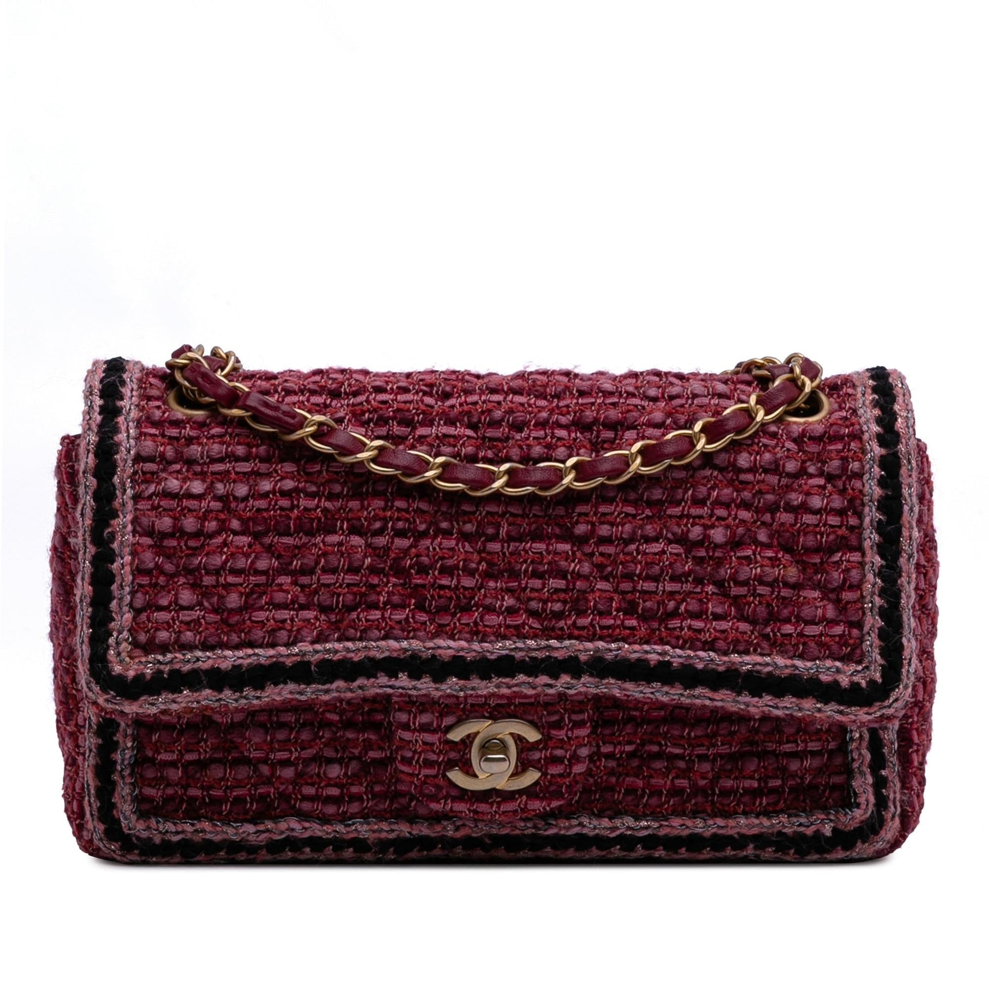 Chanel Braided Classic Tweed Single Flap Handbag