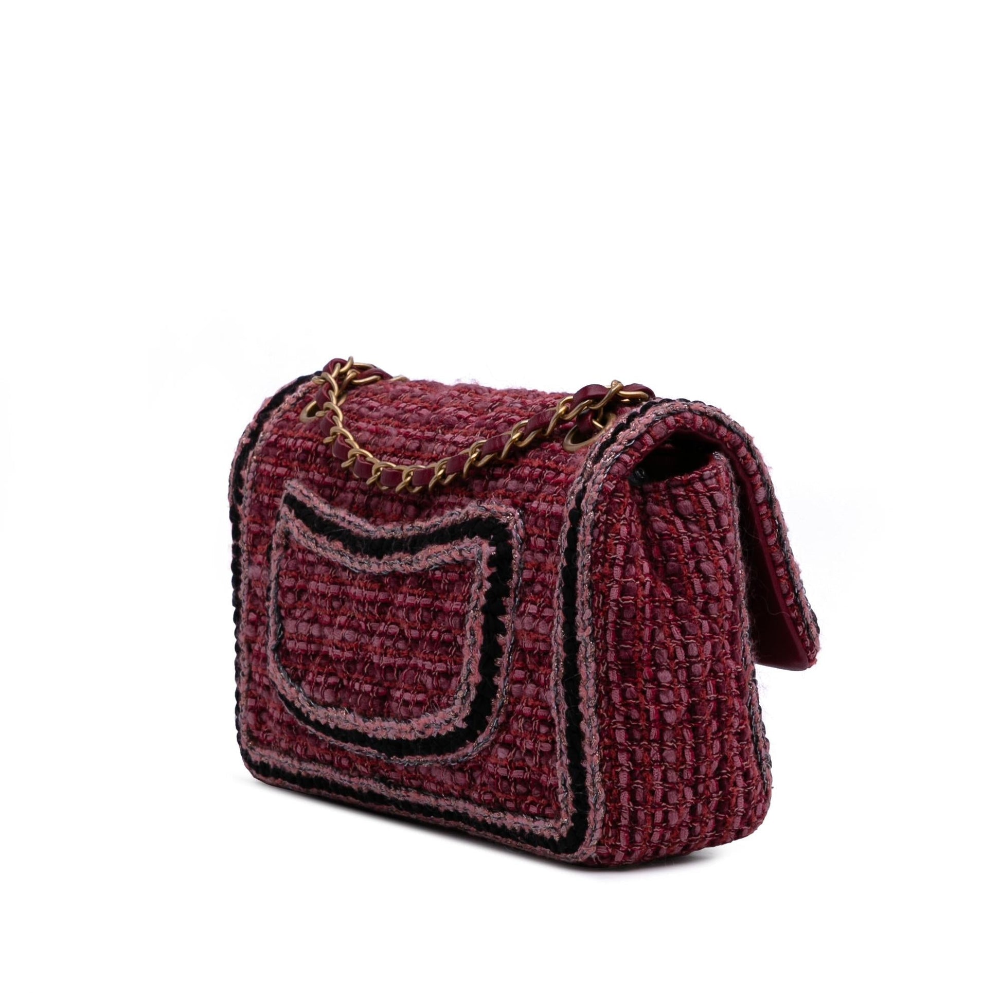 Chanel Braided Classic Tweed Single Flap Handbag