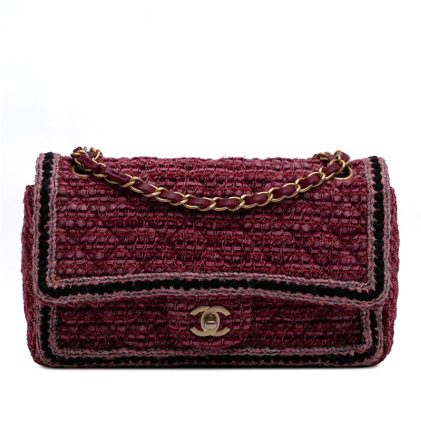 Chanel Braided Classic Tweed Single Flap Handbag Flap 1