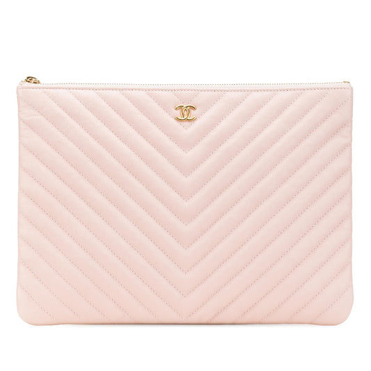 Chanel CC Chevron Caviar O Clutch Bag Case Clutch