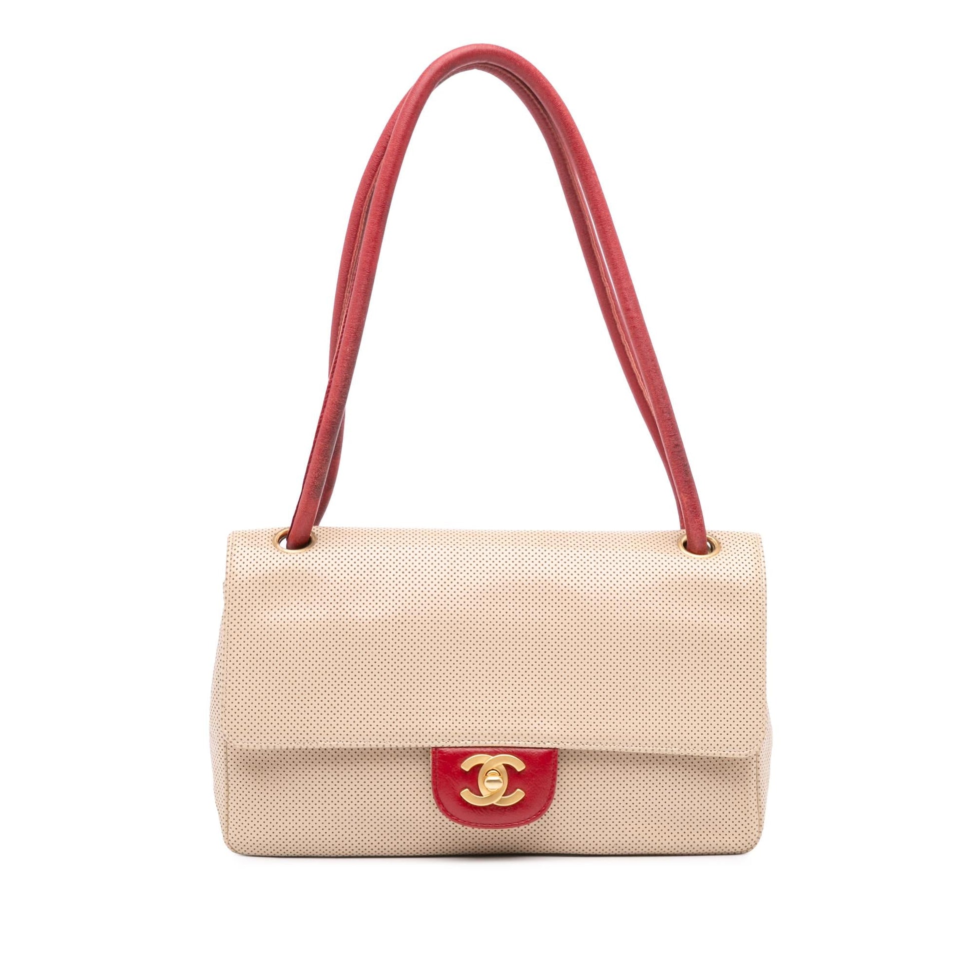 Chanel CC Perforated Calfskin Single Flap Handbag Flap 1