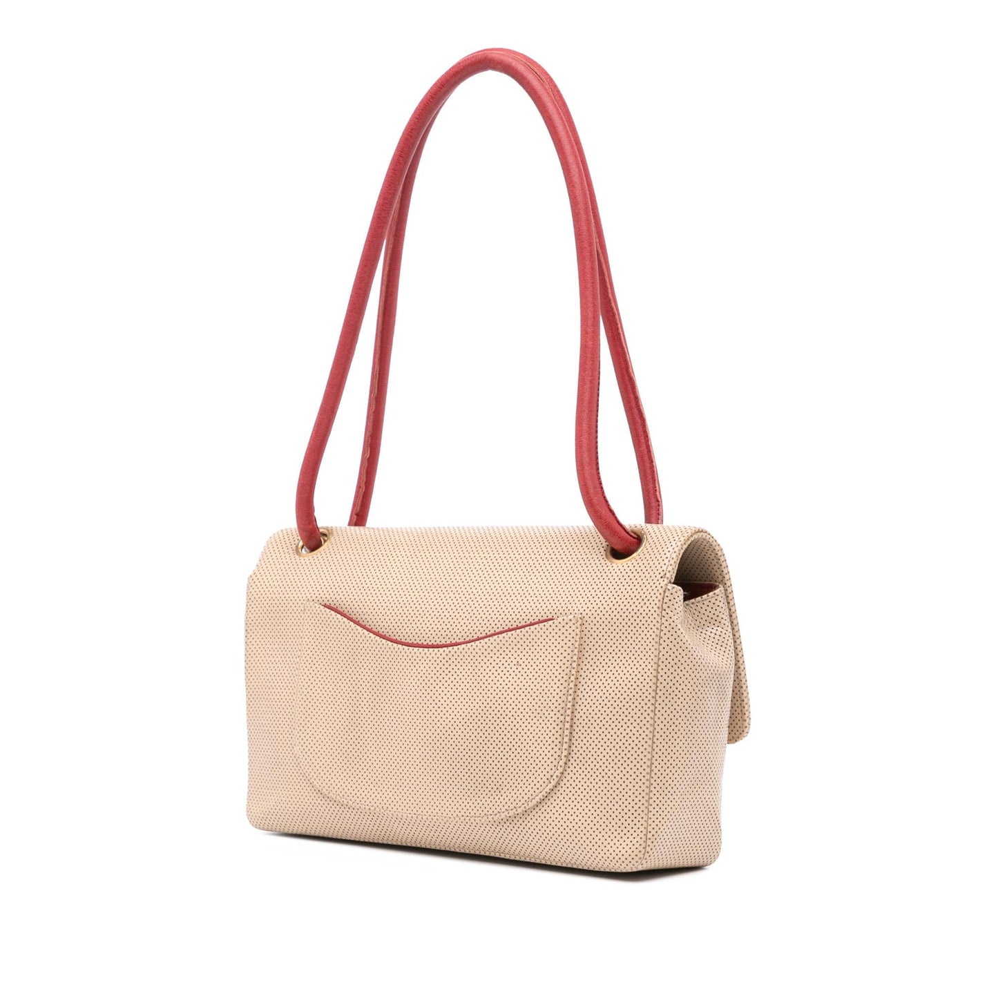 Chanel CC Perforated Calfskin Single Flap Handbag Flap 1