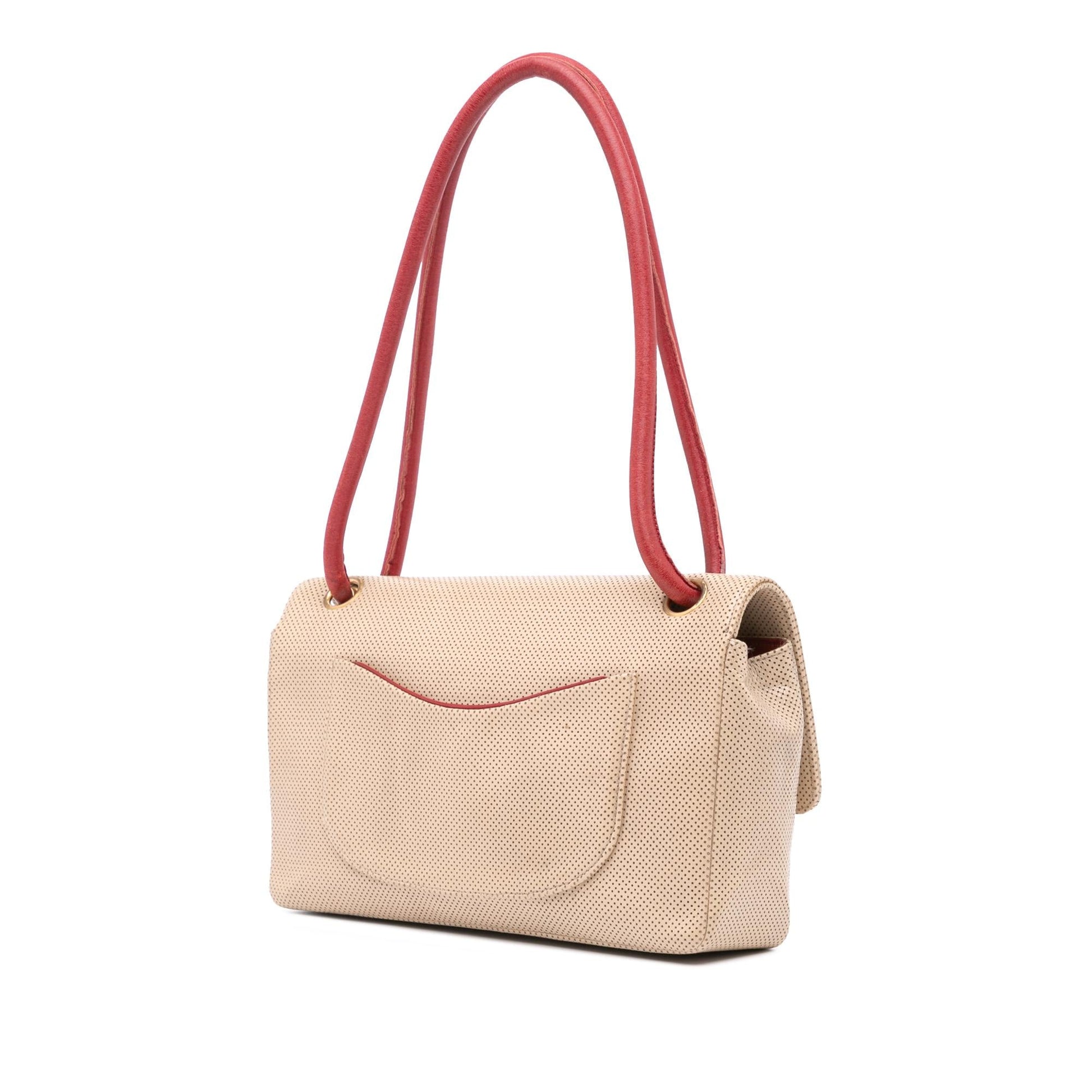 Chanel CC Perforated Calfskin Single Flap Handbag Flap 1