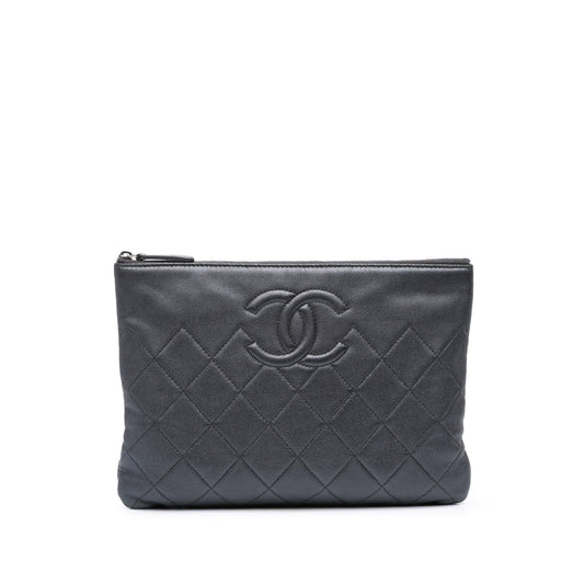 Chanel CC Quilted Caviar O Clutch Bag