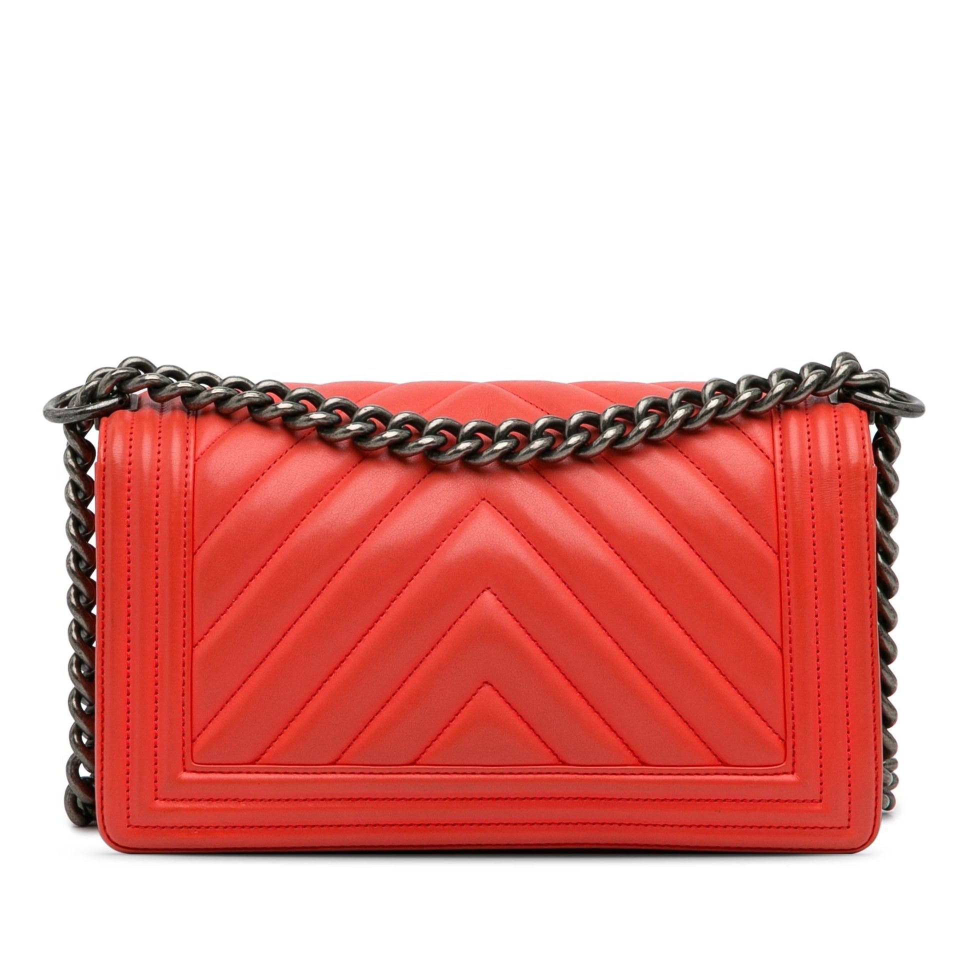 Chanel Calfskin Chevron Boy Flap Handbag