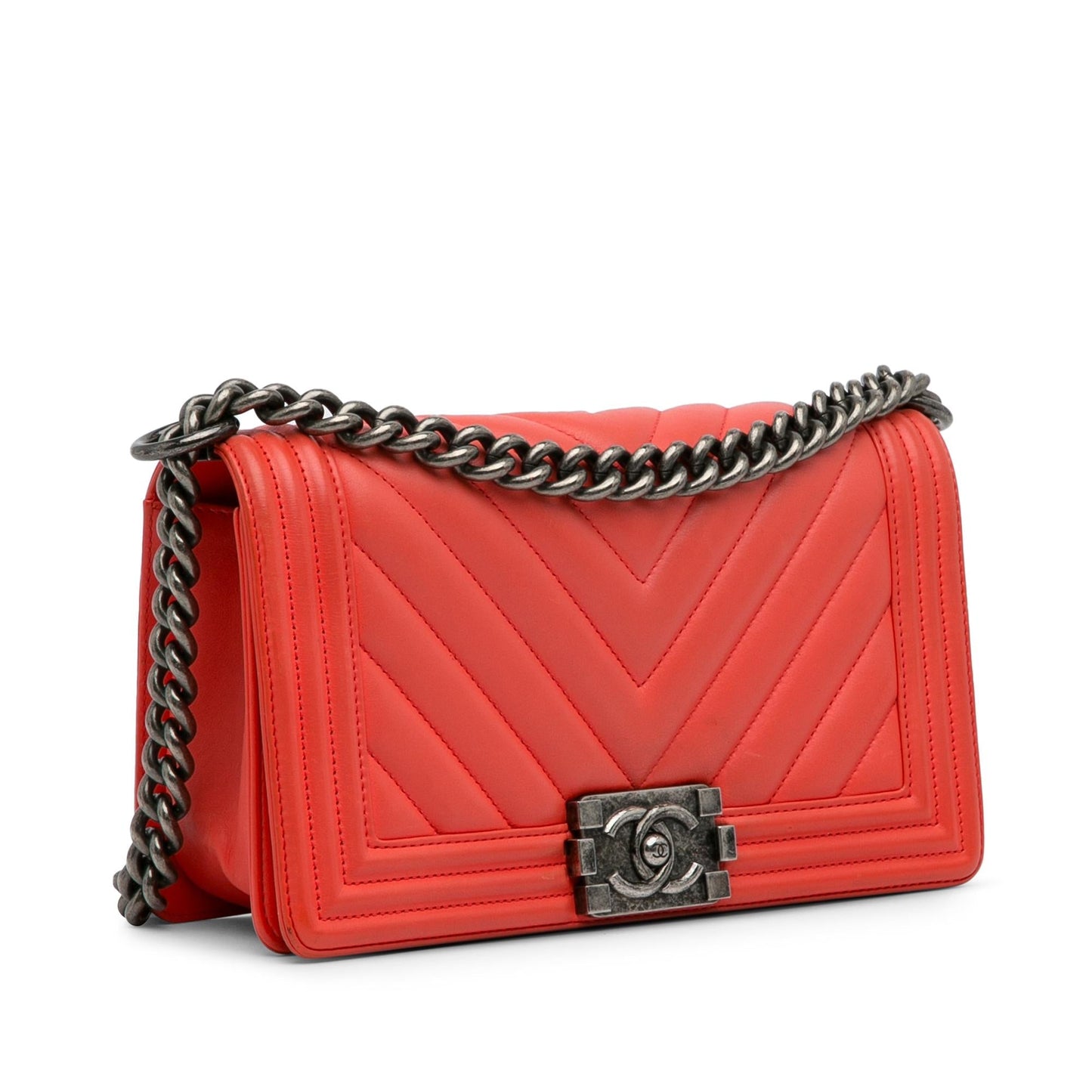 Chanel Calfskin Chevron Boy Flap Handbag