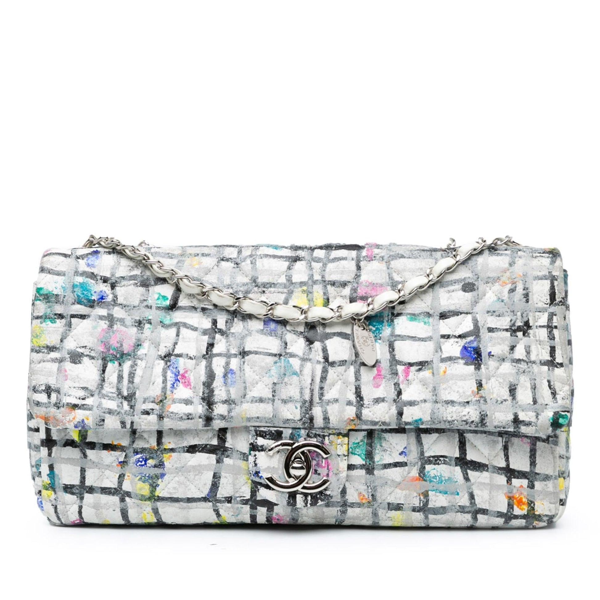 Chanel Calfskin Hand Painted Graffiti Flap Handbag