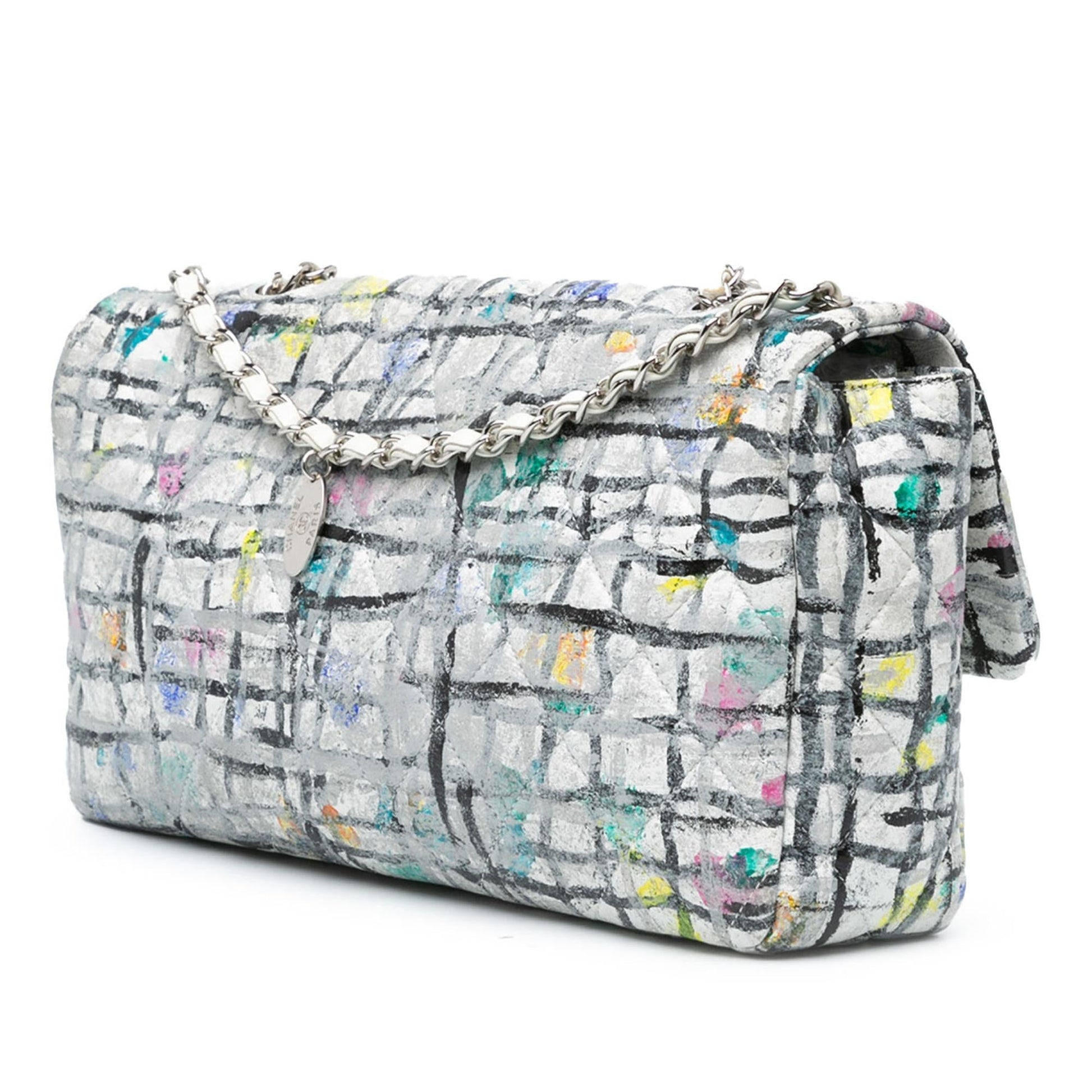 Chanel Calfskin Hand Painted Graffiti Flap Handbag