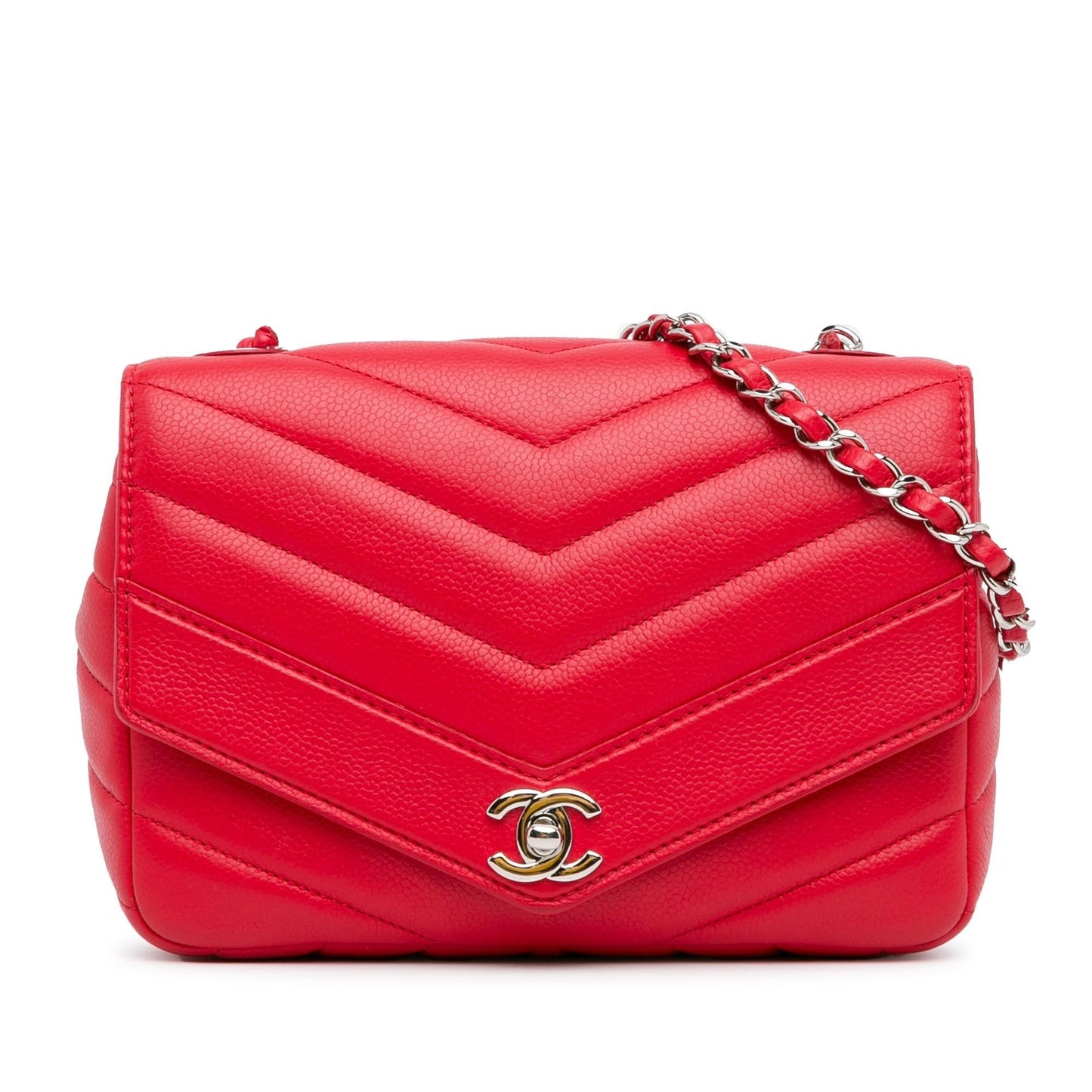 Chanel Caviar Chevron Data Center Envelope Flap Handbag Shg Mblajb