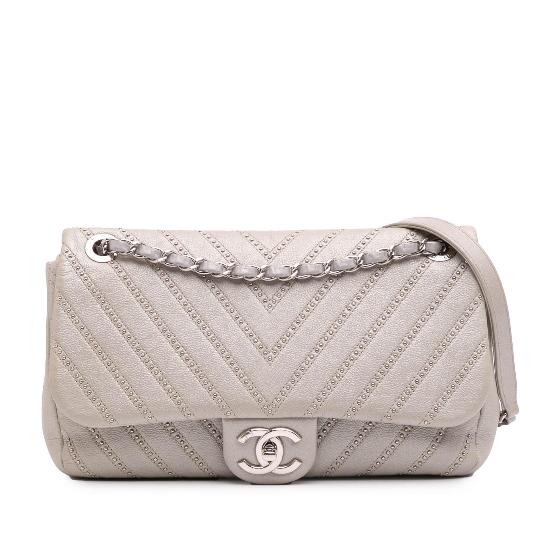Chanel Chevron Calfskin Stud Wars Flap Handbag