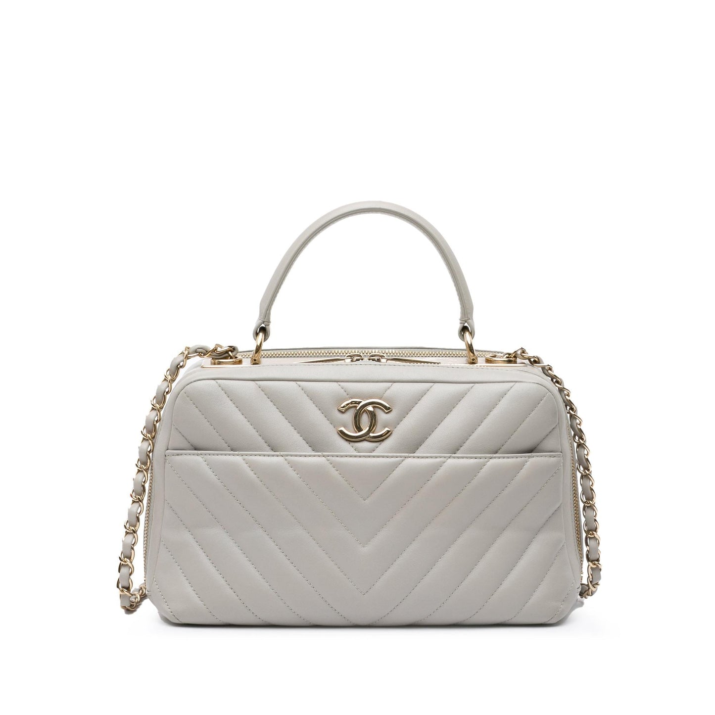 Chanel Chevron Lambskin Trendy CC Bowling Handbag Bag 1