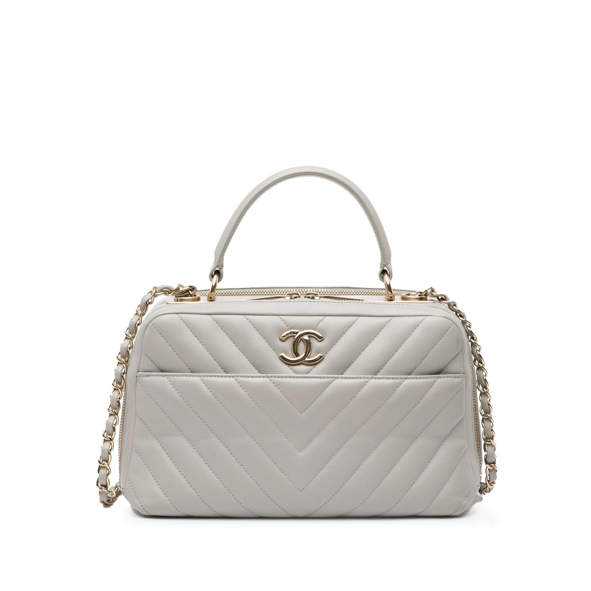 Chanel Chevron Lambskin Trendy CC Bowling Handbag Bag 1