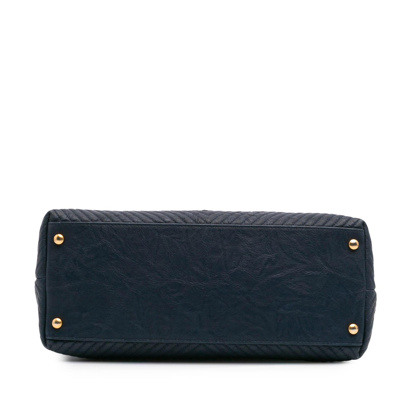 Chanel Chevron Wrinkled Calfskin Medallion Charm Key Chain
