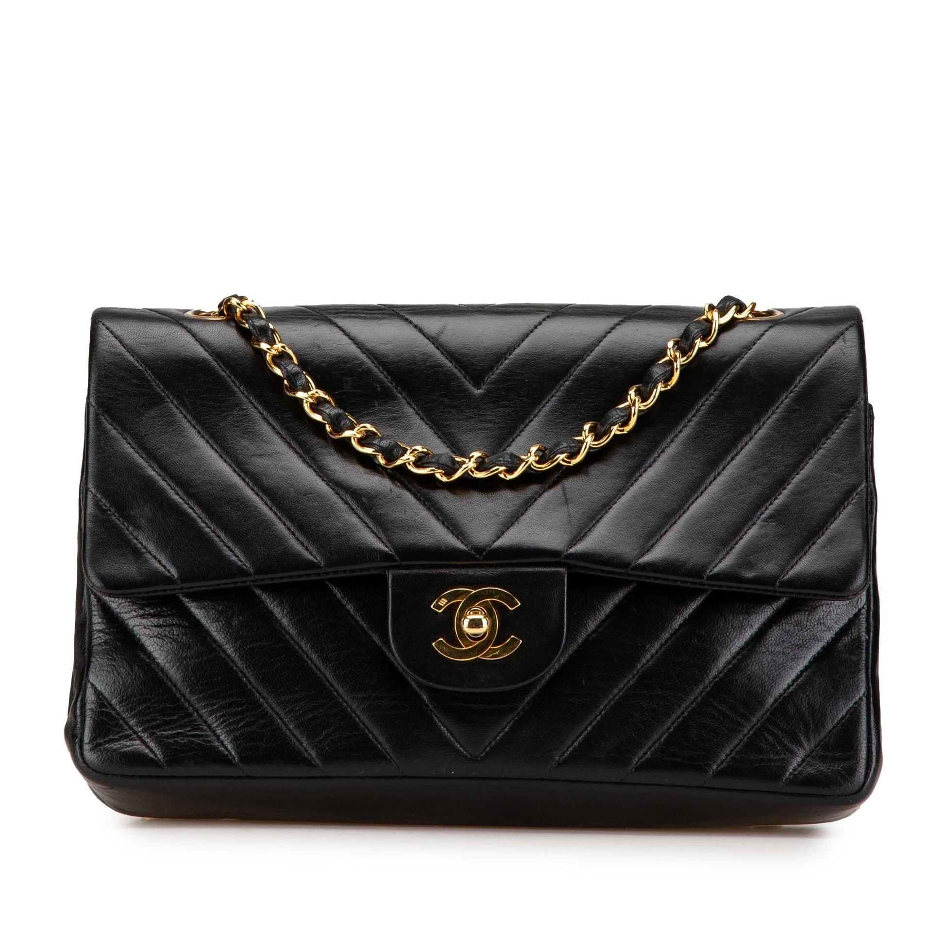 Chanel Classic Chevron Lambskin Double Flap Handbag Flap 14