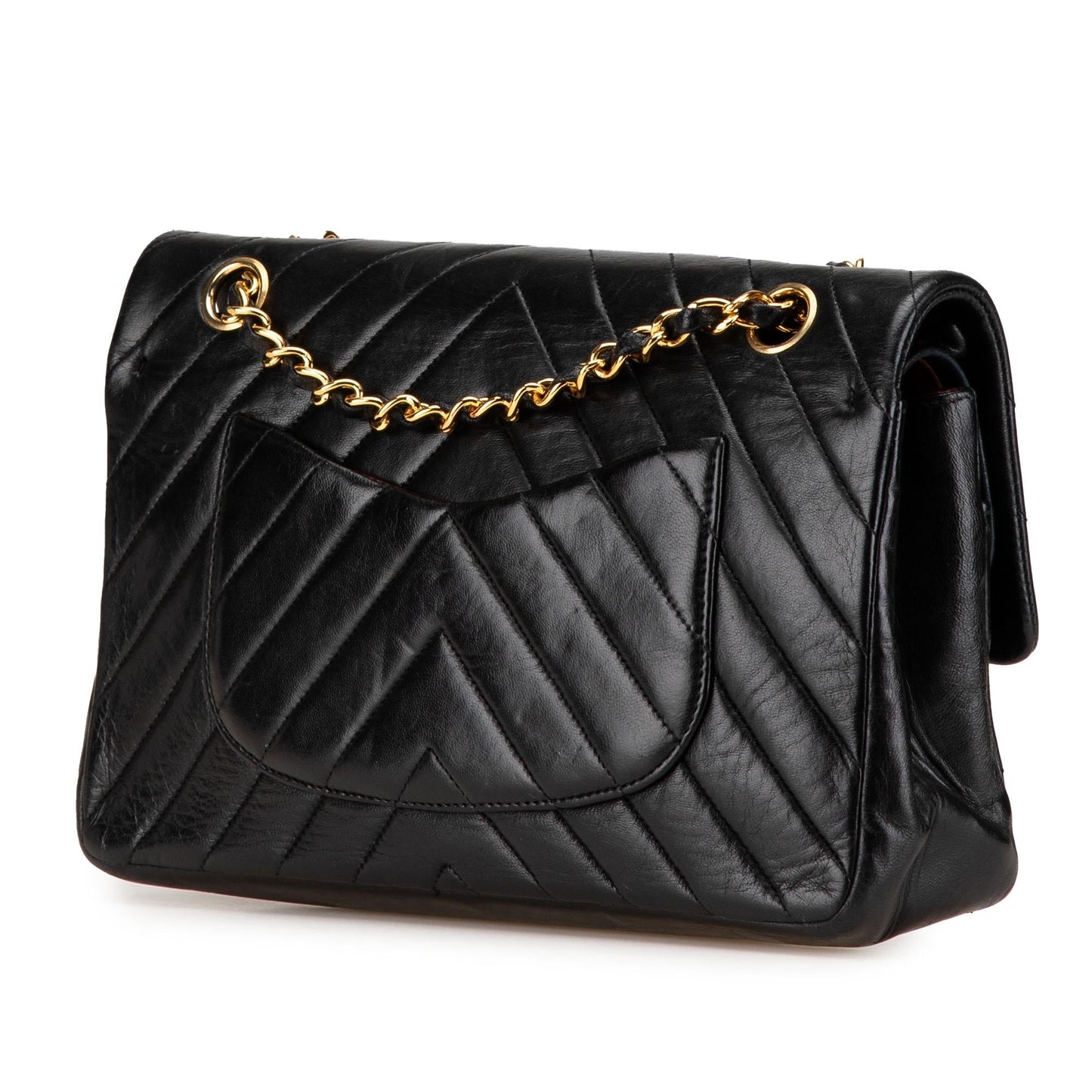 Chanel Classic Chevron Lambskin Double Flap Handbag Flap 14