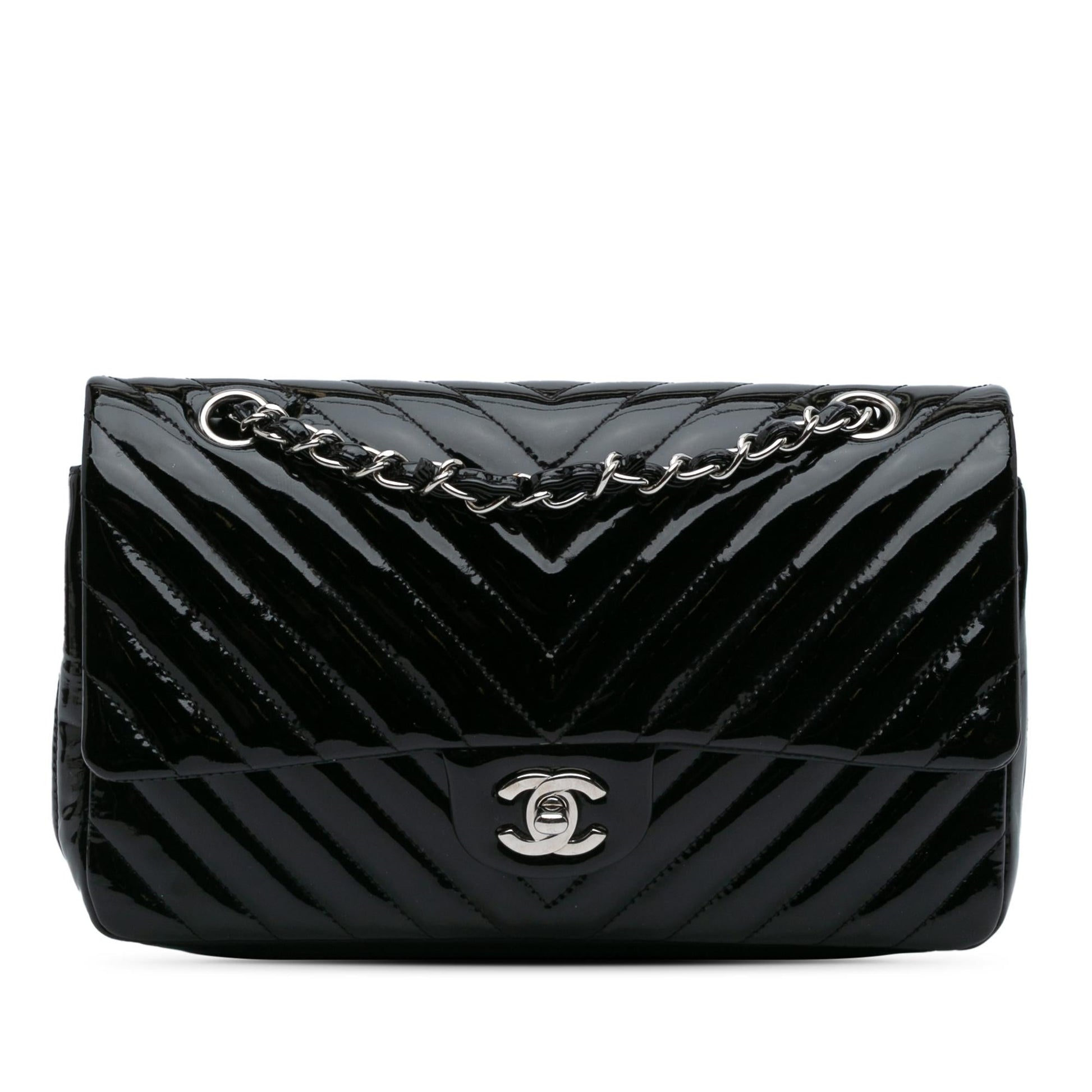 Chanel Classic Chevron Patent Double Flap Handbag