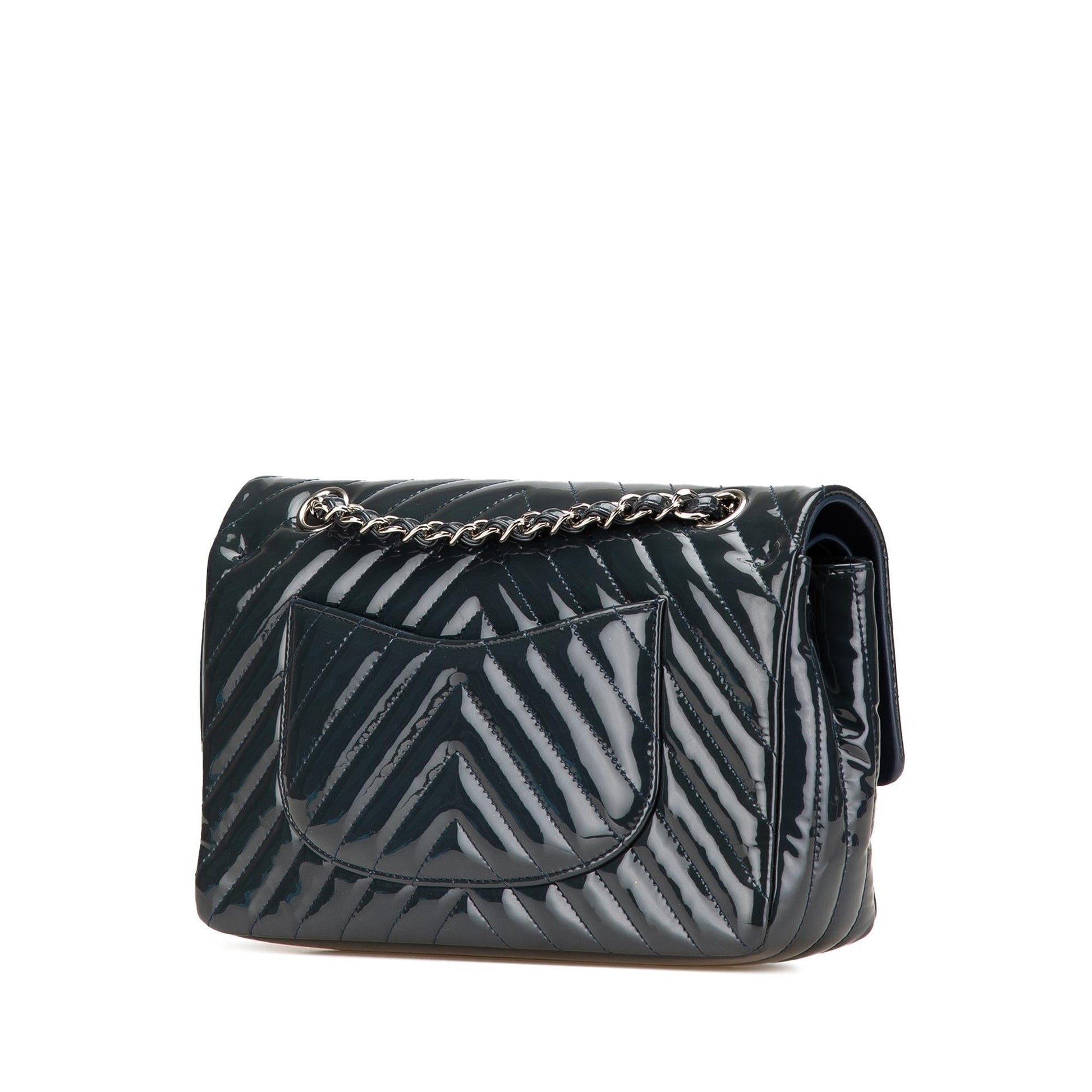 Chanel Classic Chevron Patent Double Flap Handbag Flap 3