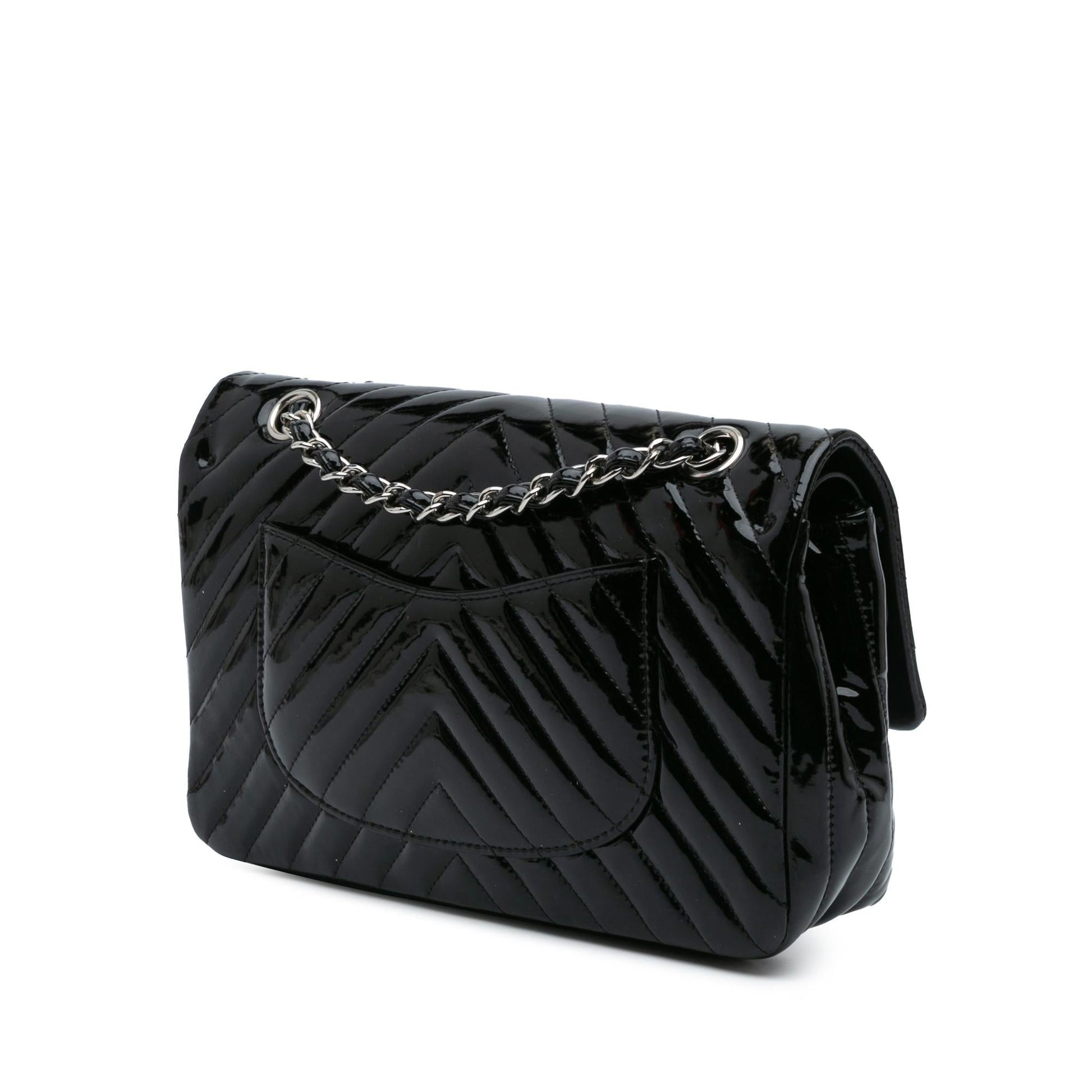 Chanel Classic Chevron Patent Double Flap Handbag Flap 4