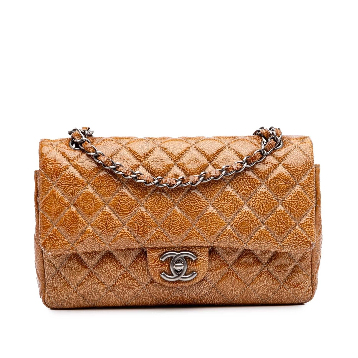 Chanel Classic Crinkled Patent Double Flap Handbag