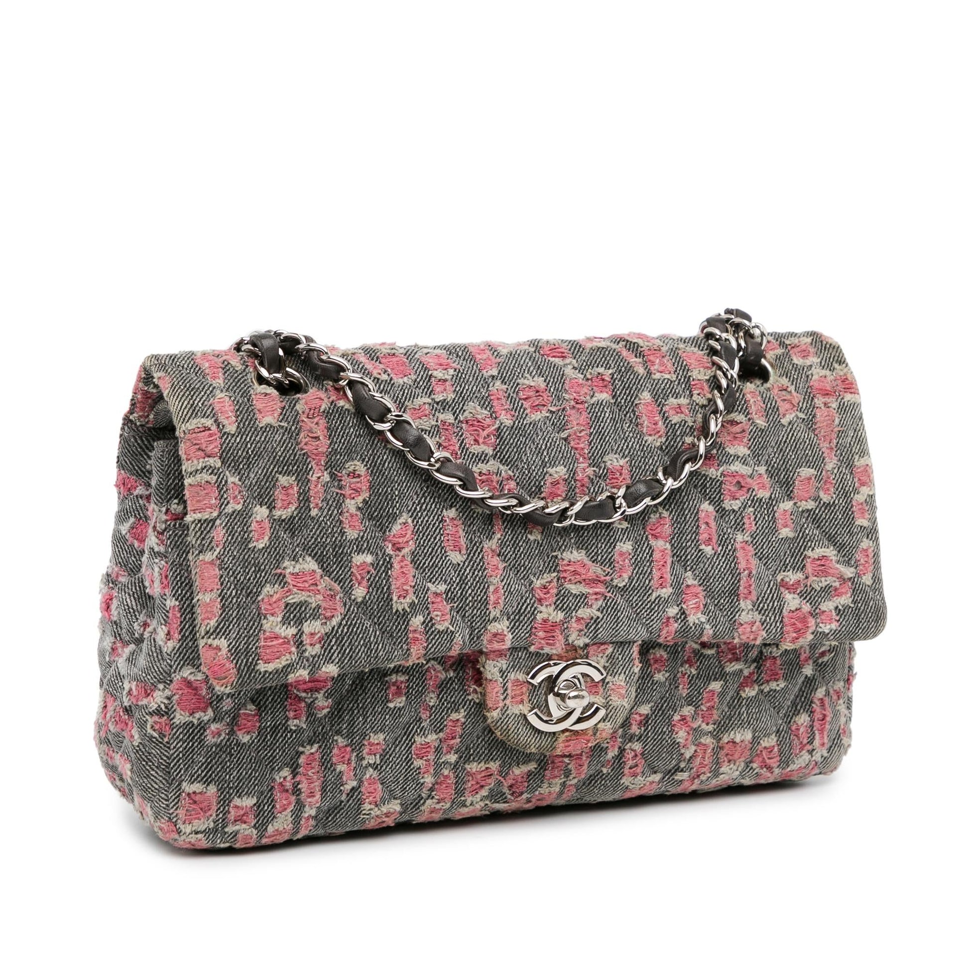 Chanel Classic Distressed Denim Double Flap Handbag