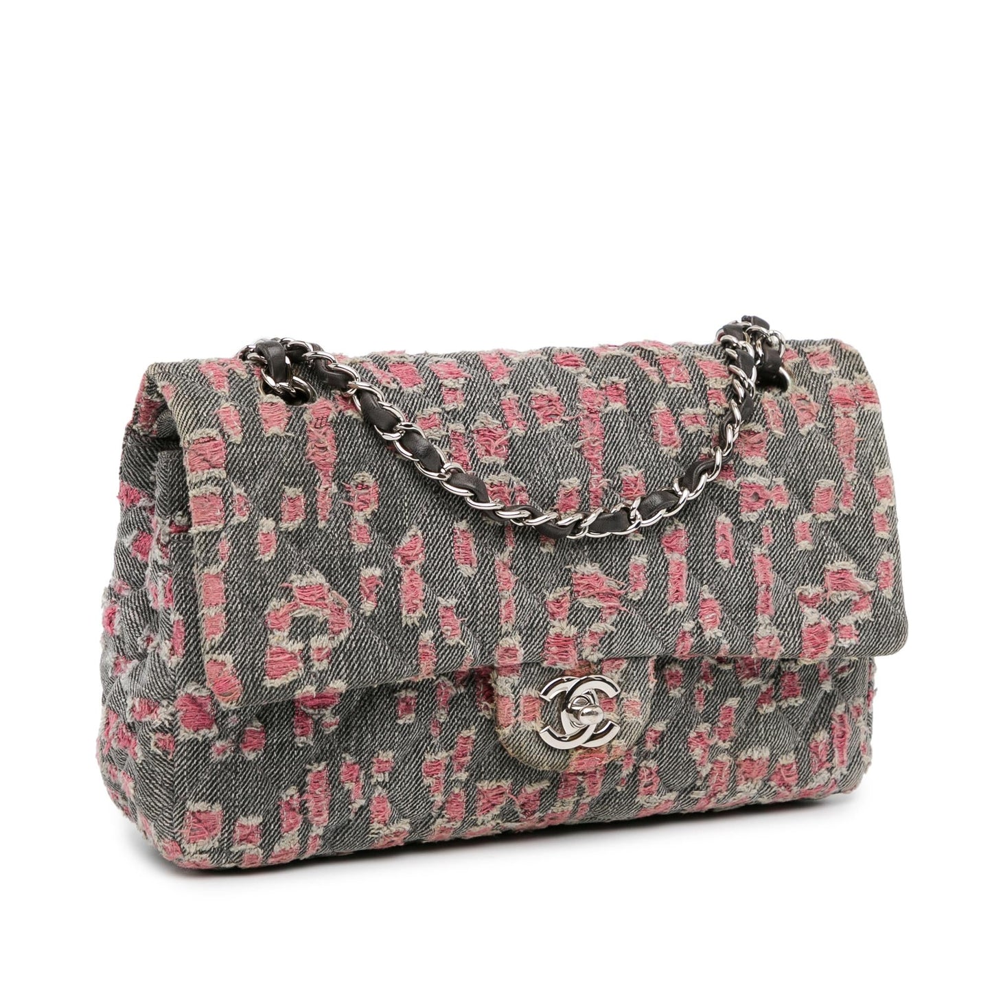Chanel Classic Distressed Denim Double Flap Handbag