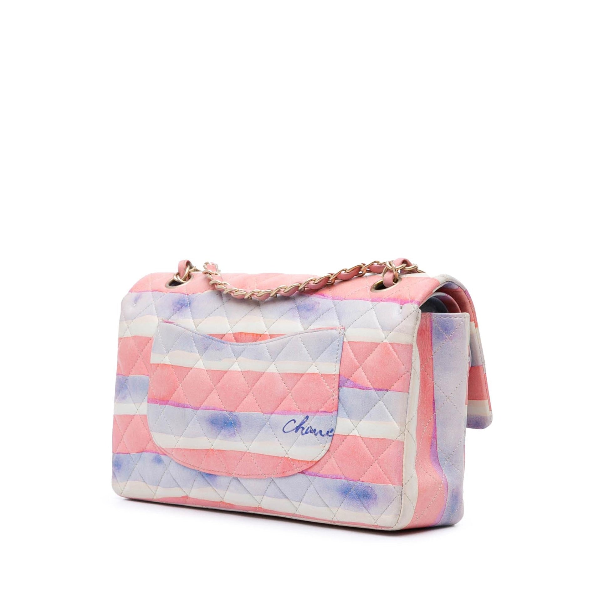 Chanel Classic Printed Lambskin Watercolor Double Flap Handbag