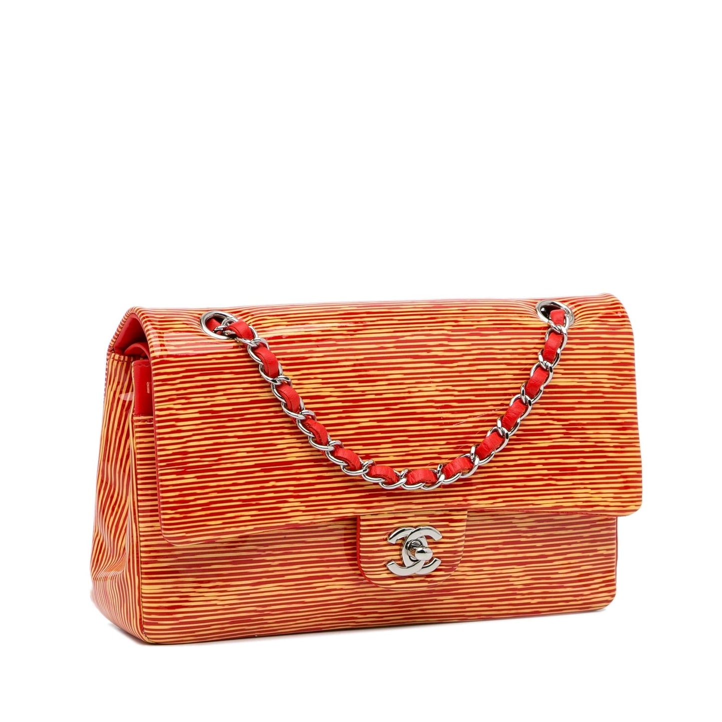 Chanel Classic Striped Patent Double Flap SHG-9oaXcP Handbag