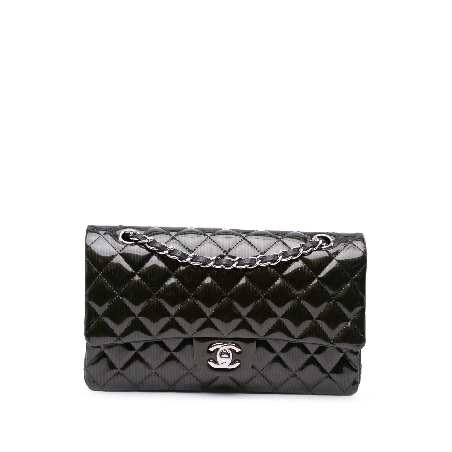 Chanel Classic Striped Patent Double Flap Handbag Flap 1