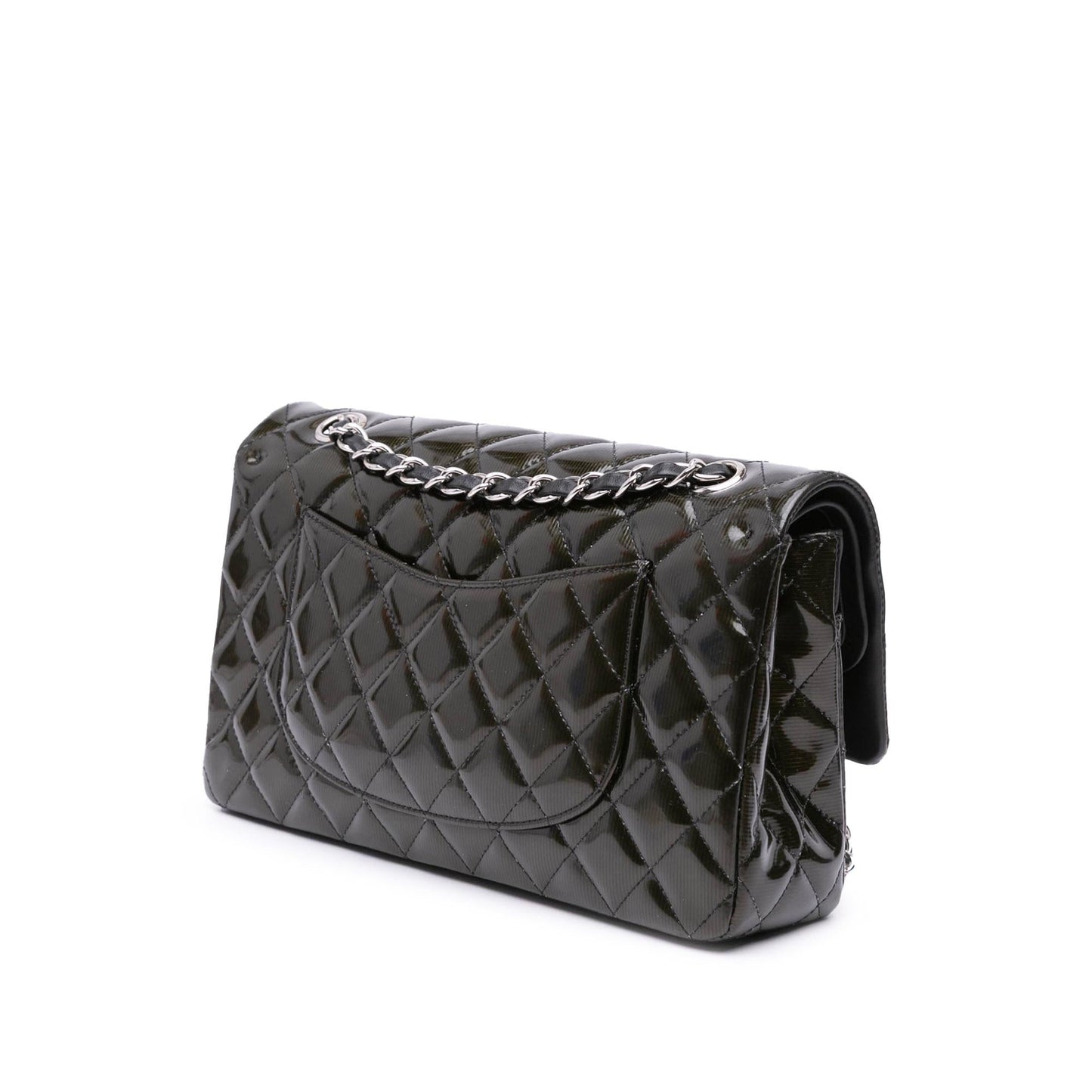 Chanel Classic Striped Patent Double Flap Handbag Flap 1