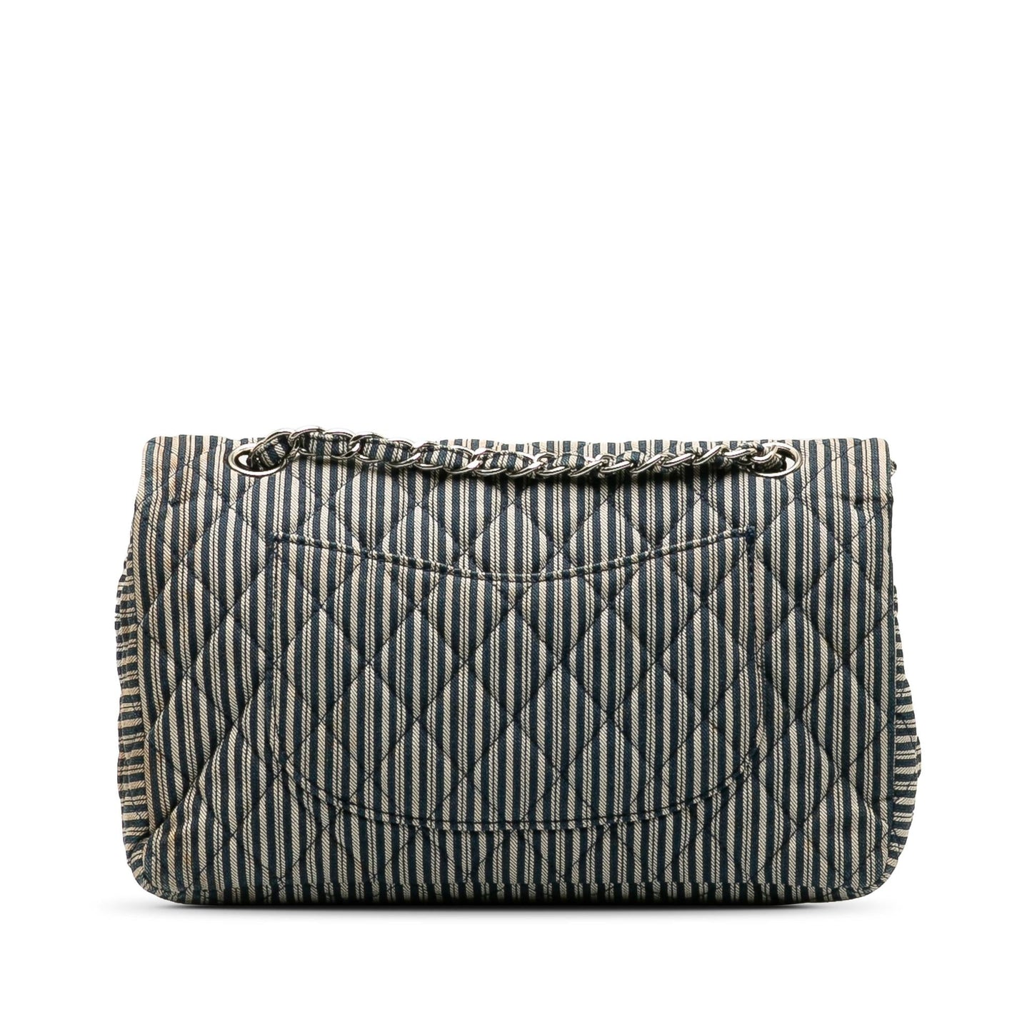 Chanel Cotton Striped Double Flap Handbag