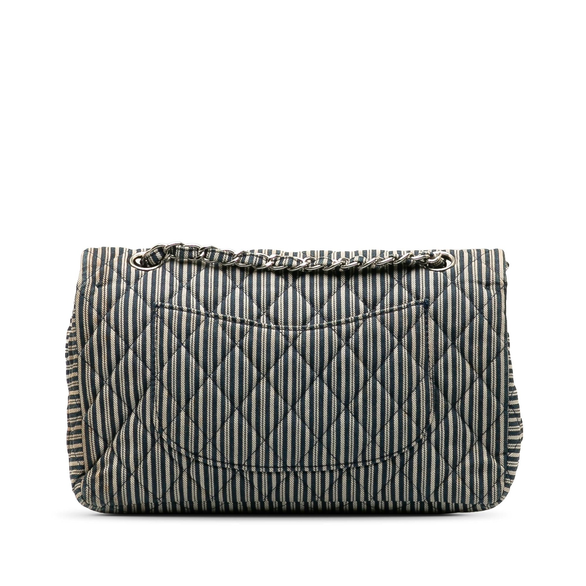 Chanel Cotton Striped Double Flap SHG-TDyWsX Handbag